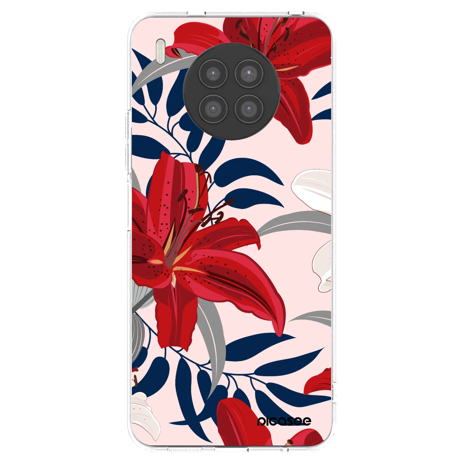 Picasee átlátszó szilikon tok az alábbi mobiltelefonokra Huawei Nova 8i - Red Lily