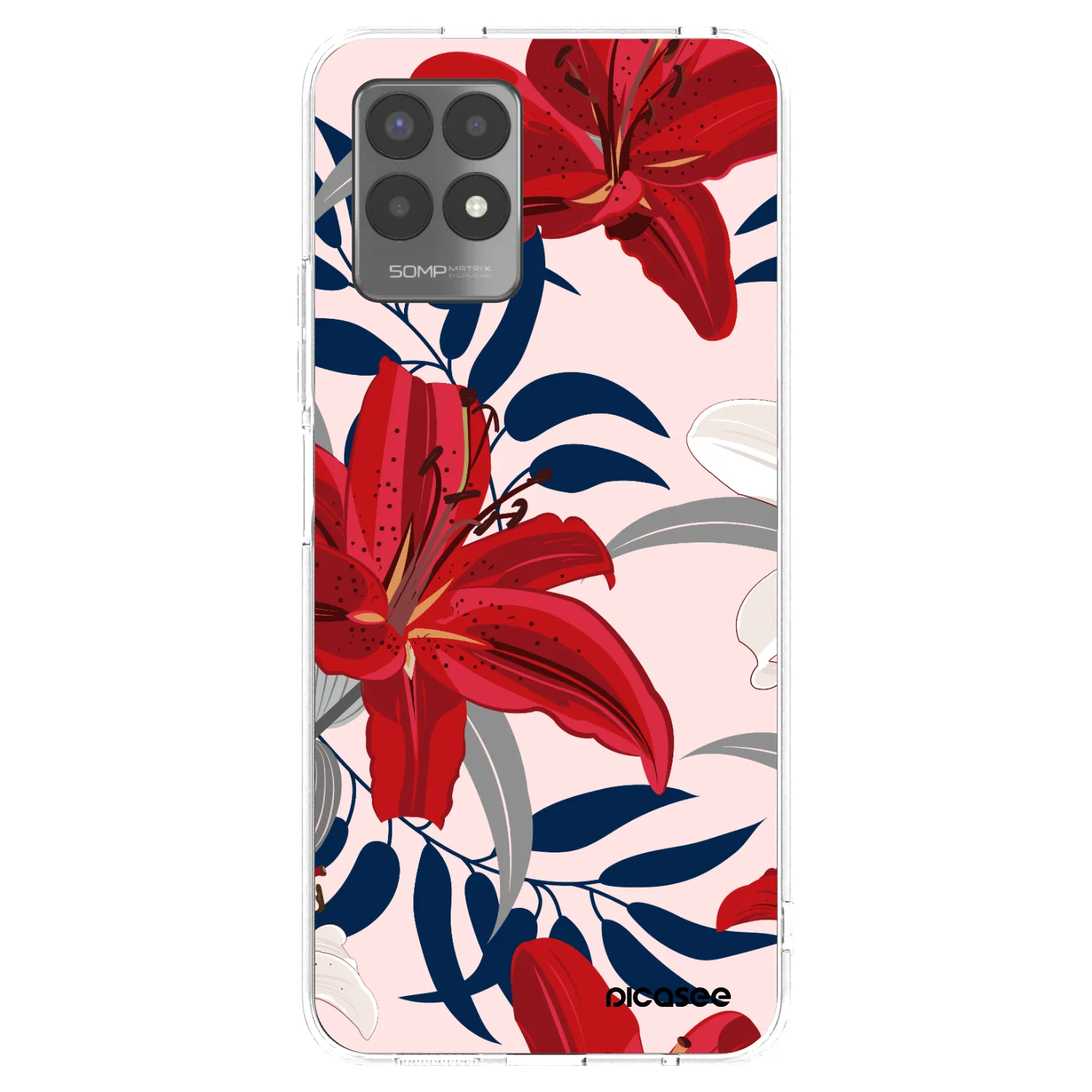 Picasee átlátszó szilikon tok az alábbi mobiltelefonokra Realme 8i - Red Lily
