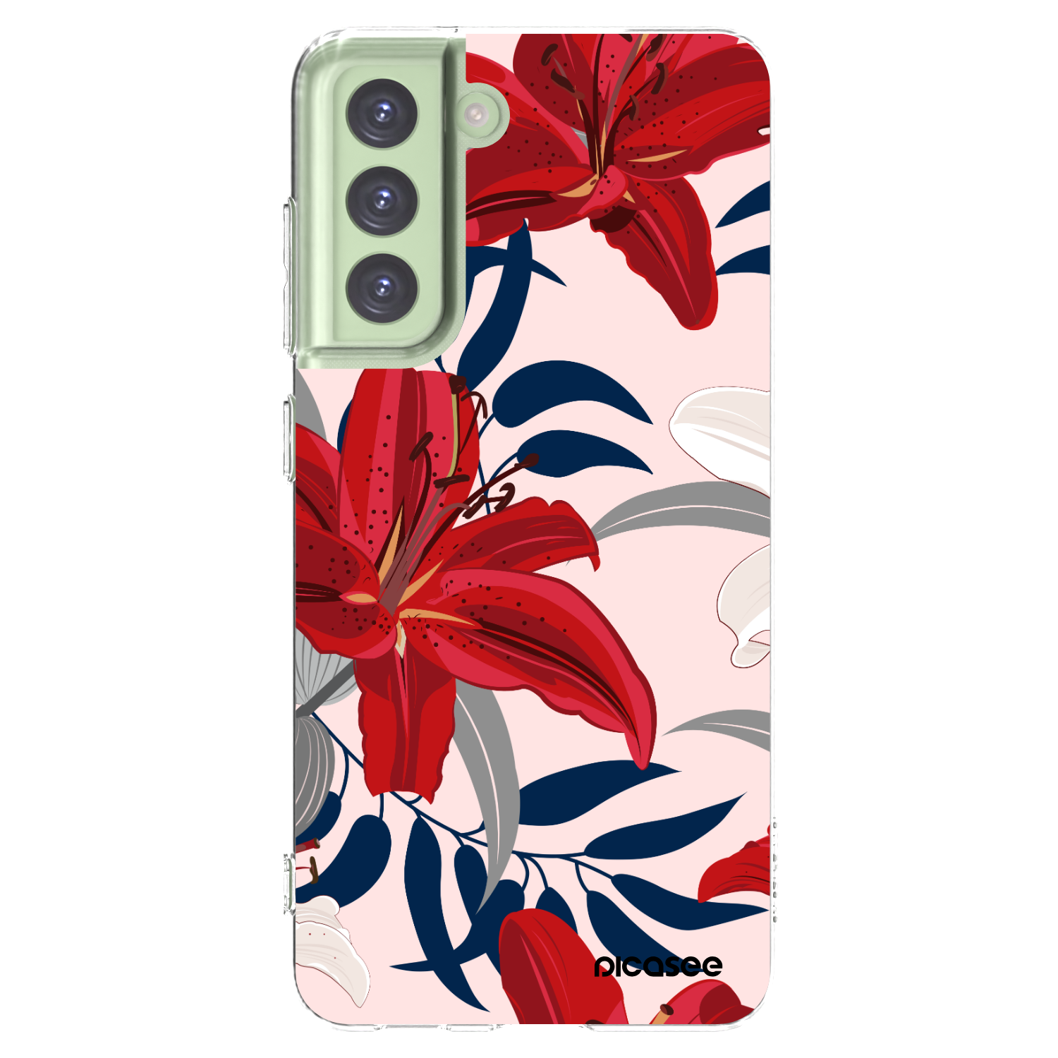Picasee átlátszó szilikon tok az alábbi mobiltelefonokra Samsung Galaxy S21 FE 5G - Red Lily