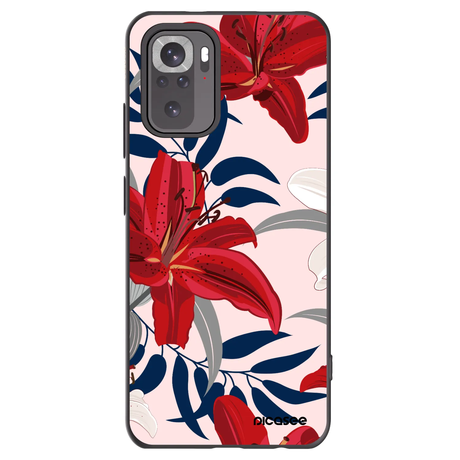 Picasee fekete szilikon tok az alábbi mobiltelefonokra Xiaomi Redmi Note 11S 4G - Red Lily