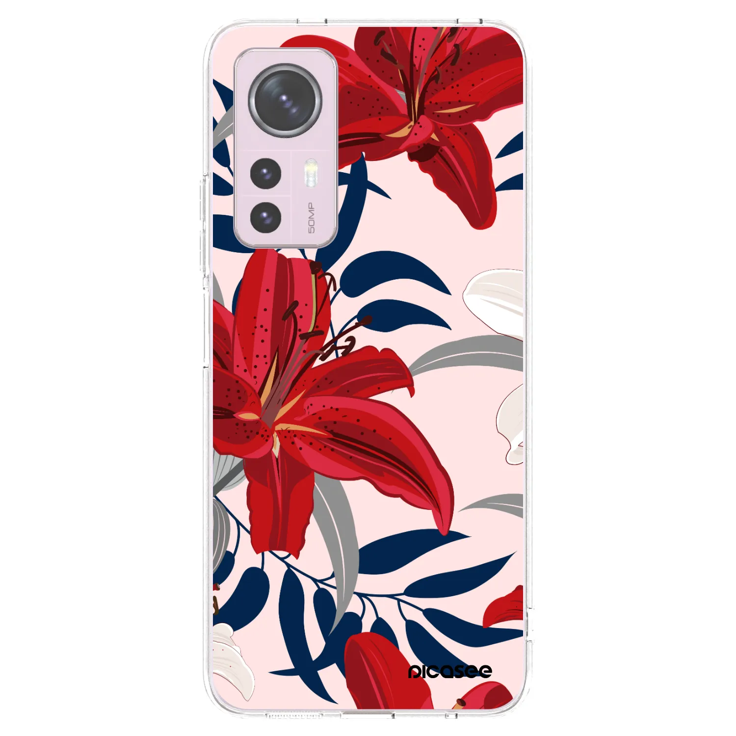 Picasee átlátszó szilikon tok az alábbi mobiltelefonokra Xiaomi 12 - Red Lily
