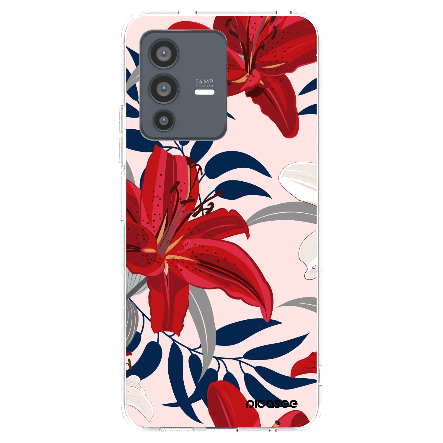 Picasee átlátszó szilikon tok az alábbi mobiltelefonokra Vivo V23 5G - Red Lily