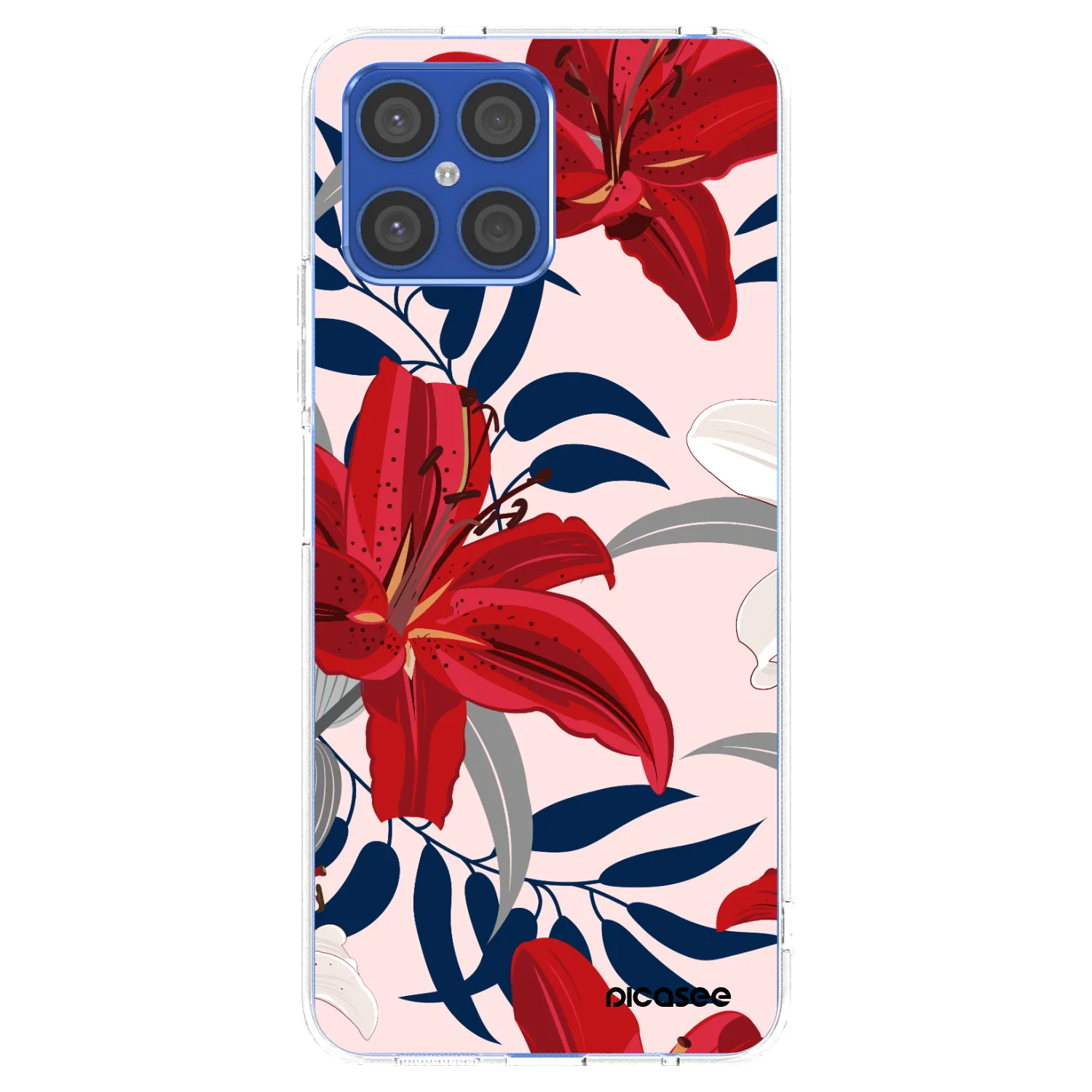 Picasee átlátszó szilikon tok az alábbi mobiltelefonokra Honor X8 4G - Red Lily