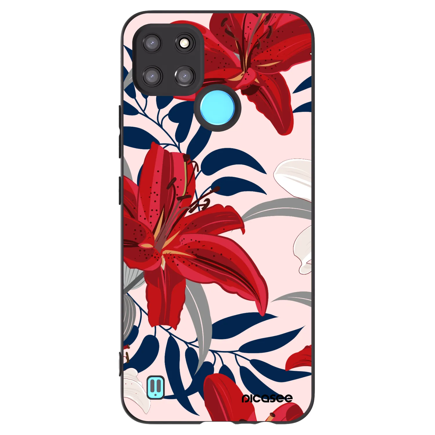 Picasee fekete szilikon tok az alábbi mobiltelefonokra Realme C21Y - Red Lily