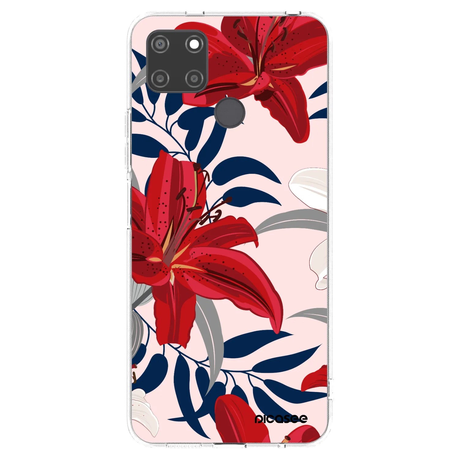 Picasee átlátszó szilikon tok az alábbi mobiltelefonokra Realme C21Y - Red Lily