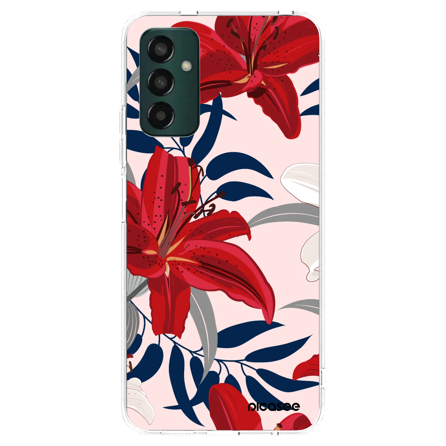 Picasee átlátszó szilikon tok az alábbi mobiltelefonokra Samsung Galaxy M13 M135F - Red Lily