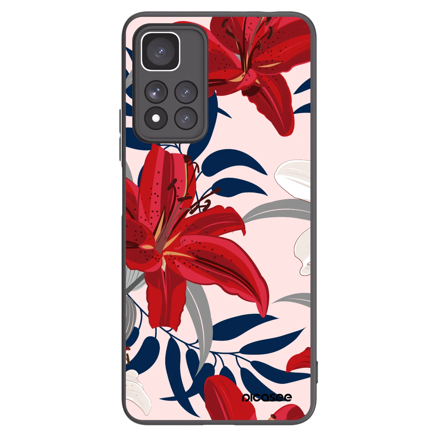 Picasee fekete szilikon tok az alábbi mobiltelefonokra Xiaomi Redmi Note 11 Pro+ 5G - Red Lily