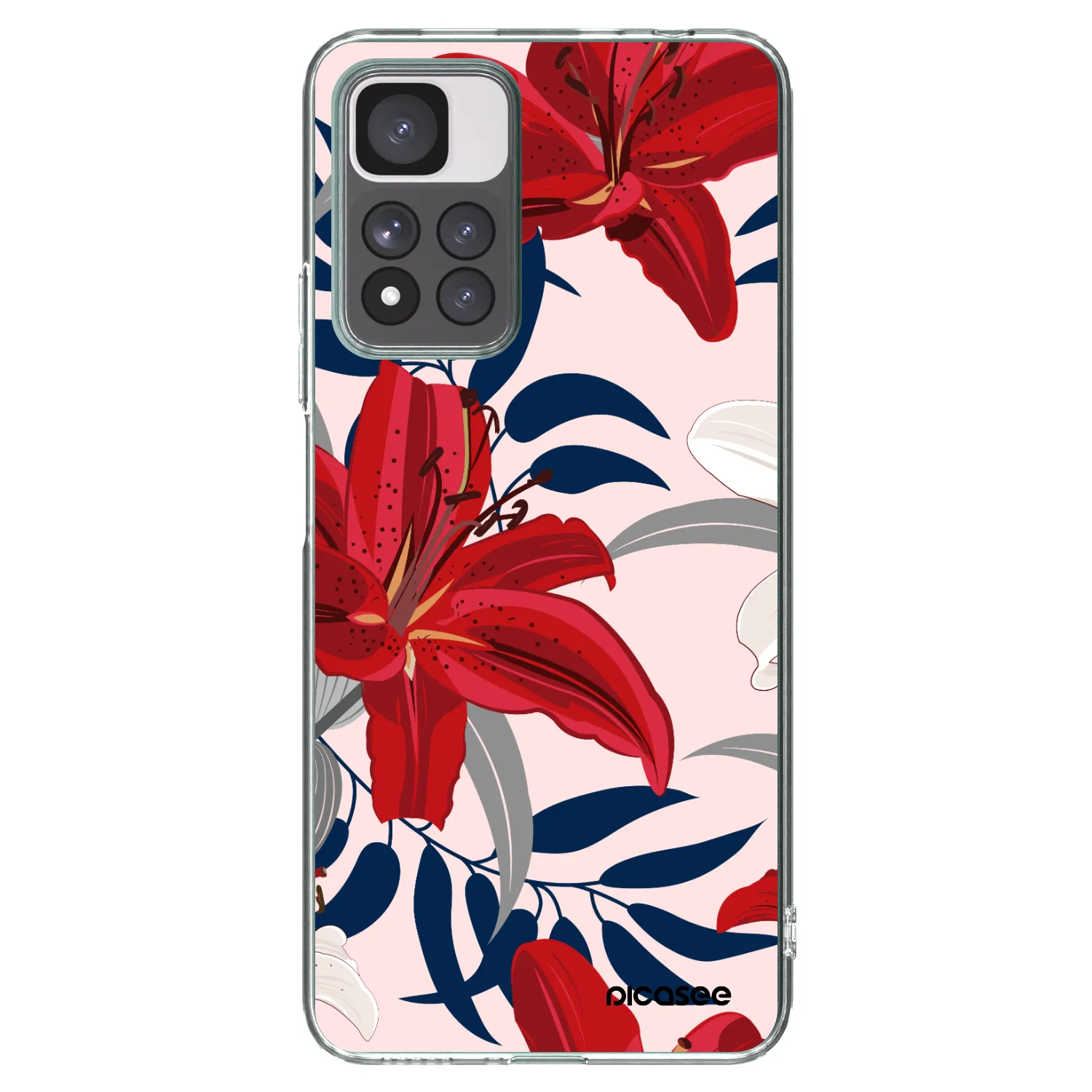 Picasee átlátszó szilikon tok az alábbi mobiltelefonokra Xiaomi Redmi Note 11 Pro+ 5G - Red Lily