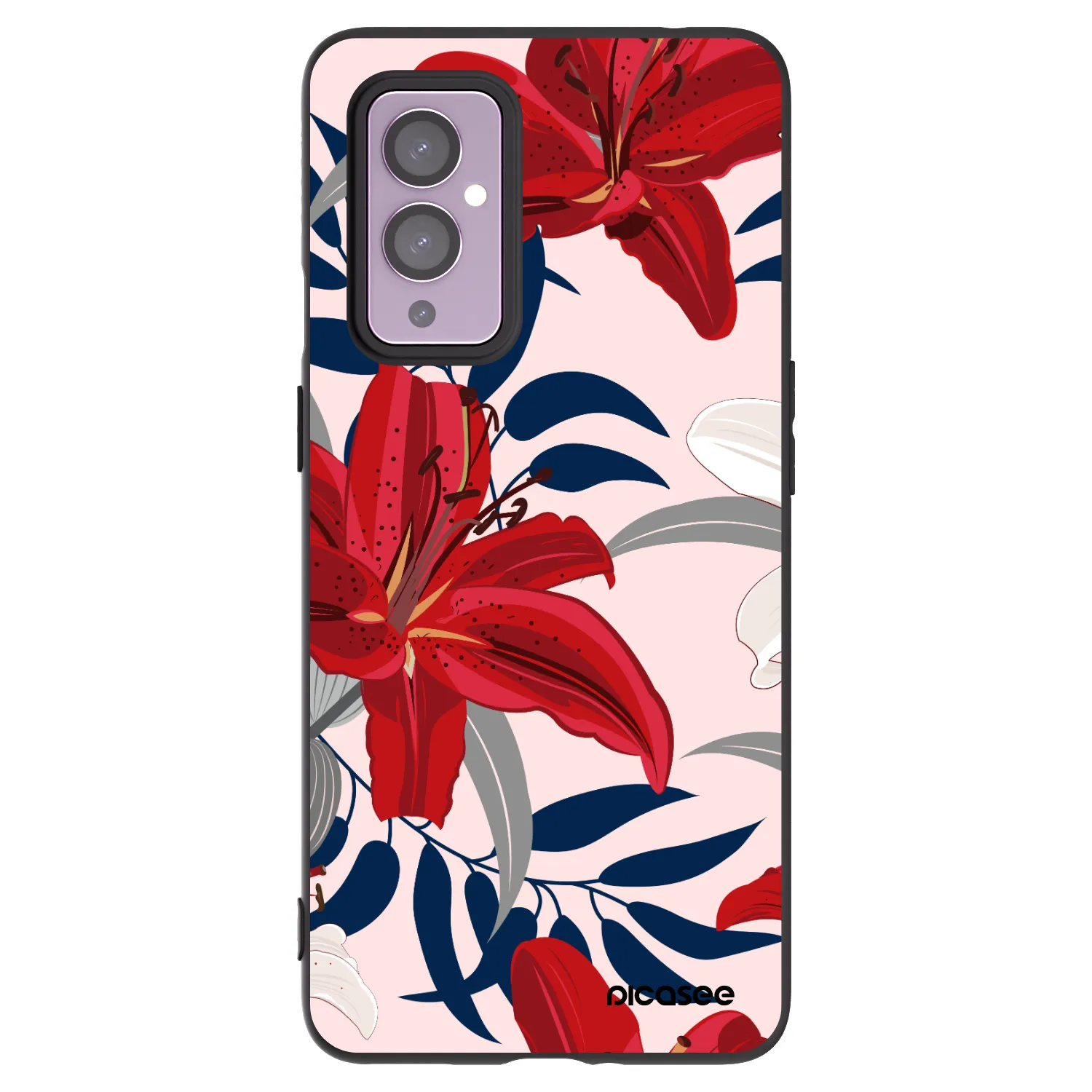 Picasee fekete szilikon tok az alábbi mobiltelefonokra OnePlus 9 - Red Lily