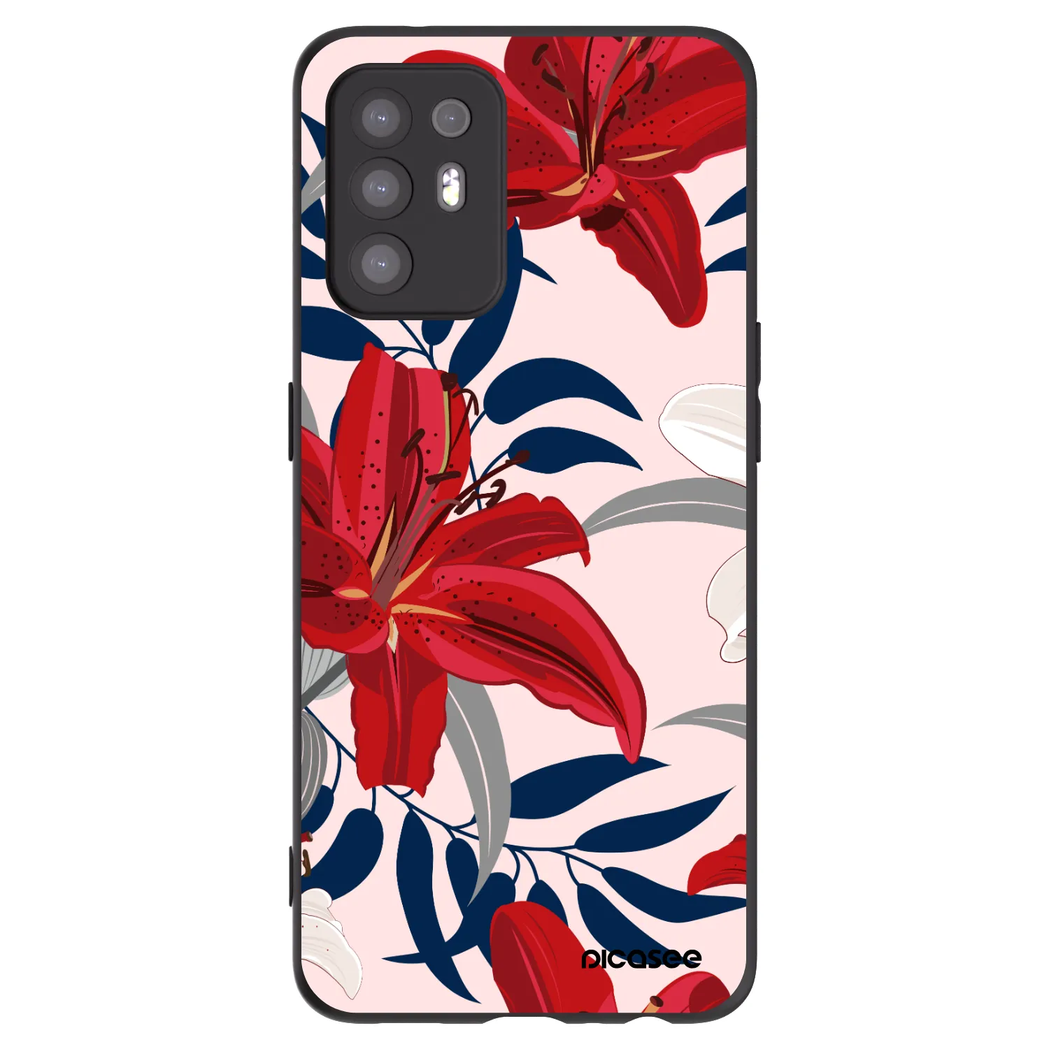 Picasee fekete szilikon tok az alábbi mobiltelefonokra OPPO A94 5G - Red Lily