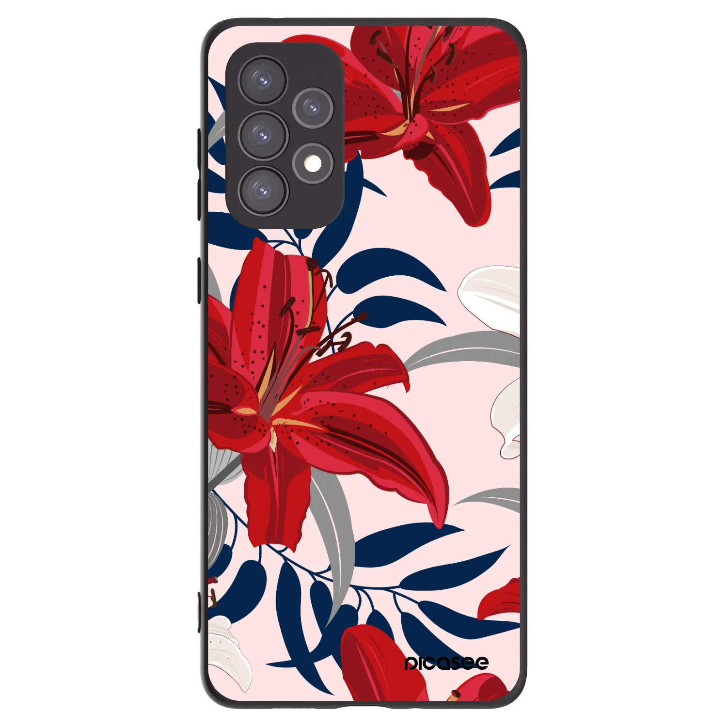 Picasee fekete szilikon tok az alábbi mobiltelefonokra Samsung Galaxy A73 5G - Red Lily