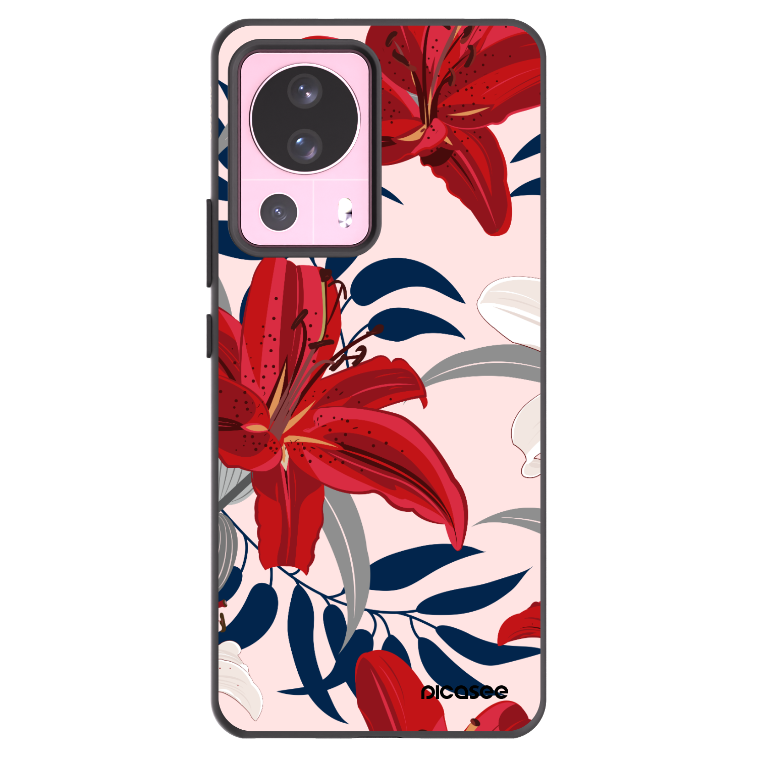Picasee fekete szilikon tok az alábbi mobiltelefonokra Xiaomi 13 Lite - Red Lily