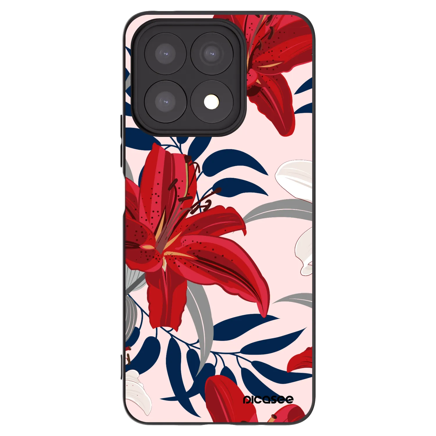 Picasee fekete szilikon tok az alábbi mobiltelefonokra Honor X8a - Red Lily