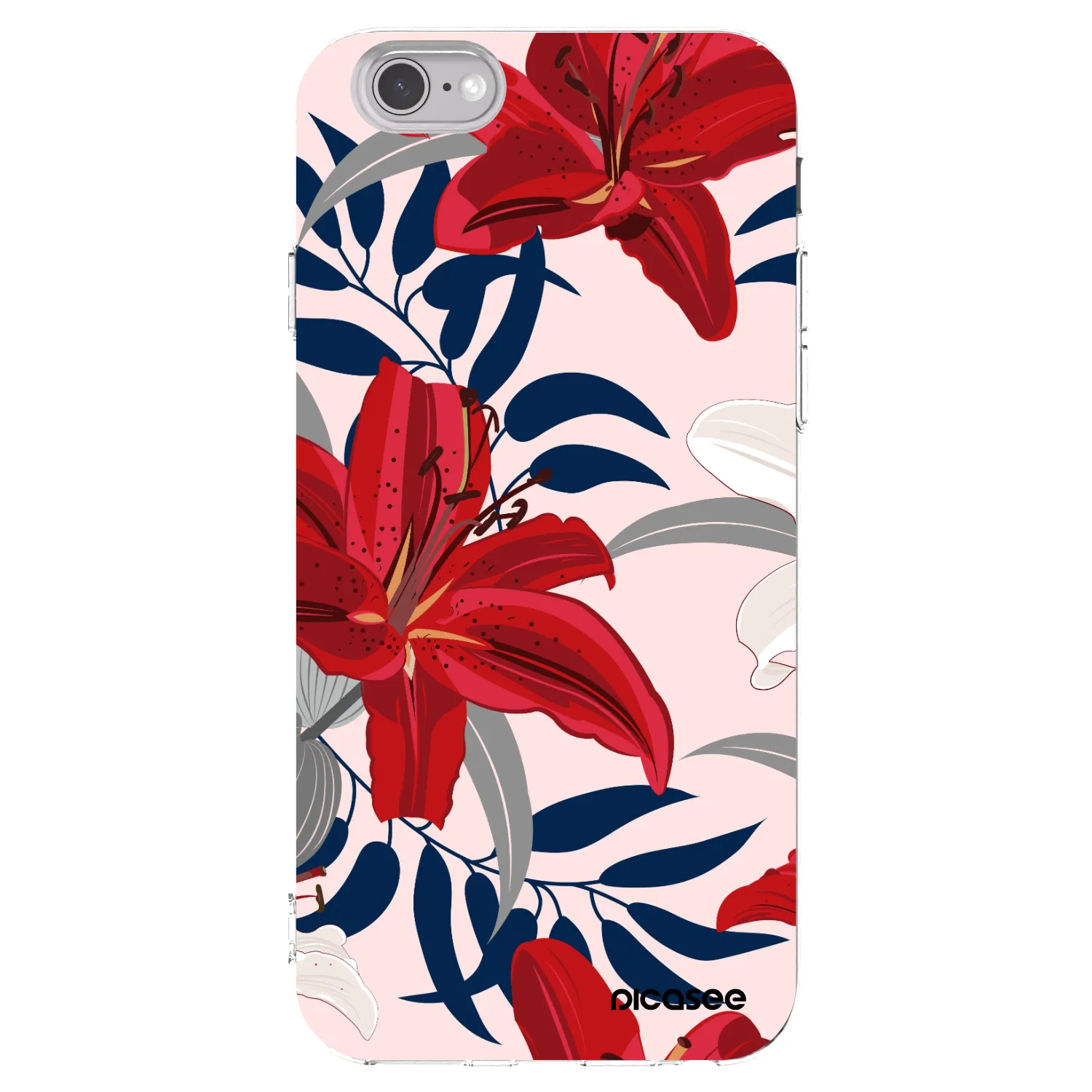 Picasee átlátszó szilikon tok az alábbi mobiltelefonokra Apple iPhone 6/6S - Red Lily