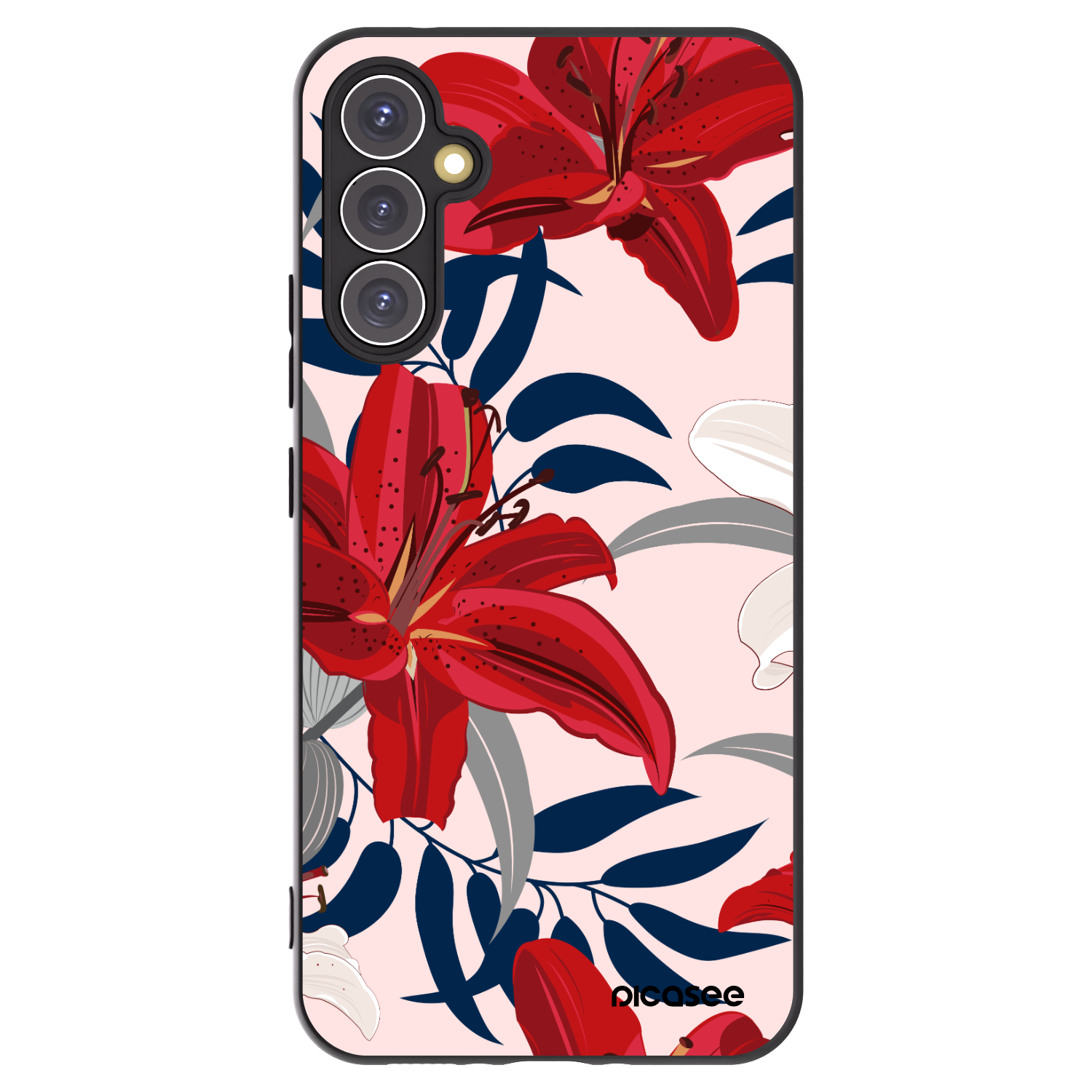 Picasee fekete szilikon tok az alábbi mobiltelefonokra Samsung Galaxy A34 5G A346B - Red Lily