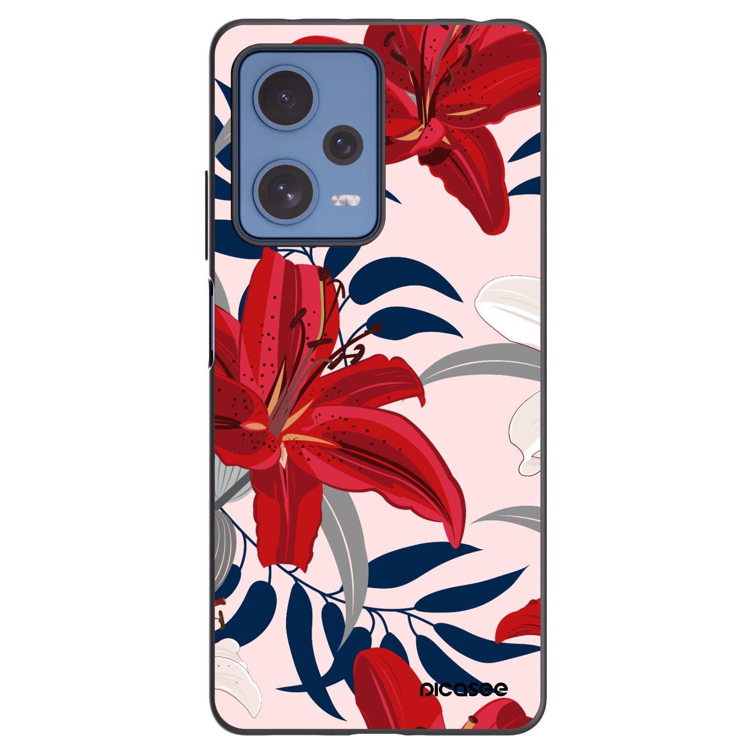 Picasee fekete szilikon tok az alábbi mobiltelefonokra Xiaomi Redmi Note 12 Pro 5G - Red Lily