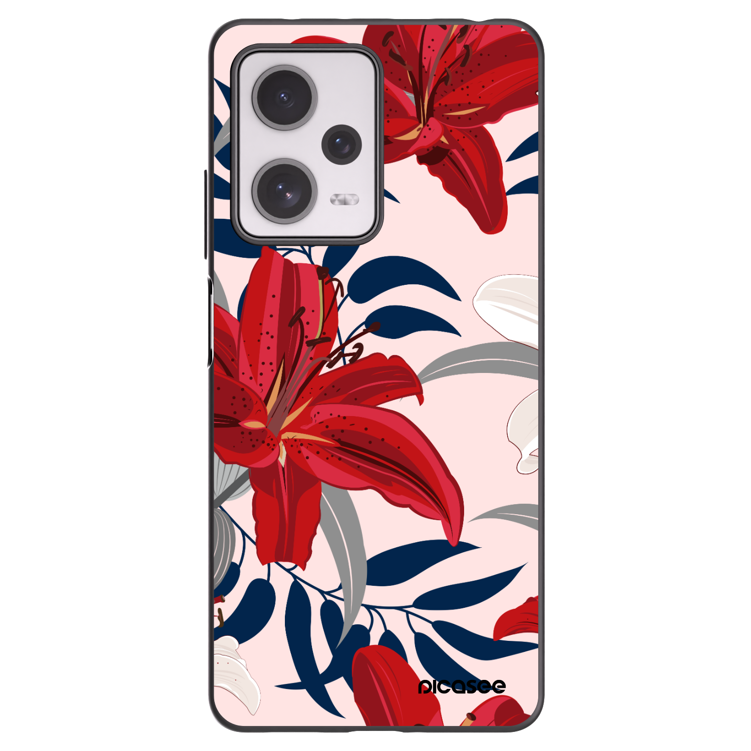 Picasee fekete szilikon tok az alábbi mobiltelefonokra Xiaomi Redmi Note 12 Pro+ 5G - Red Lily