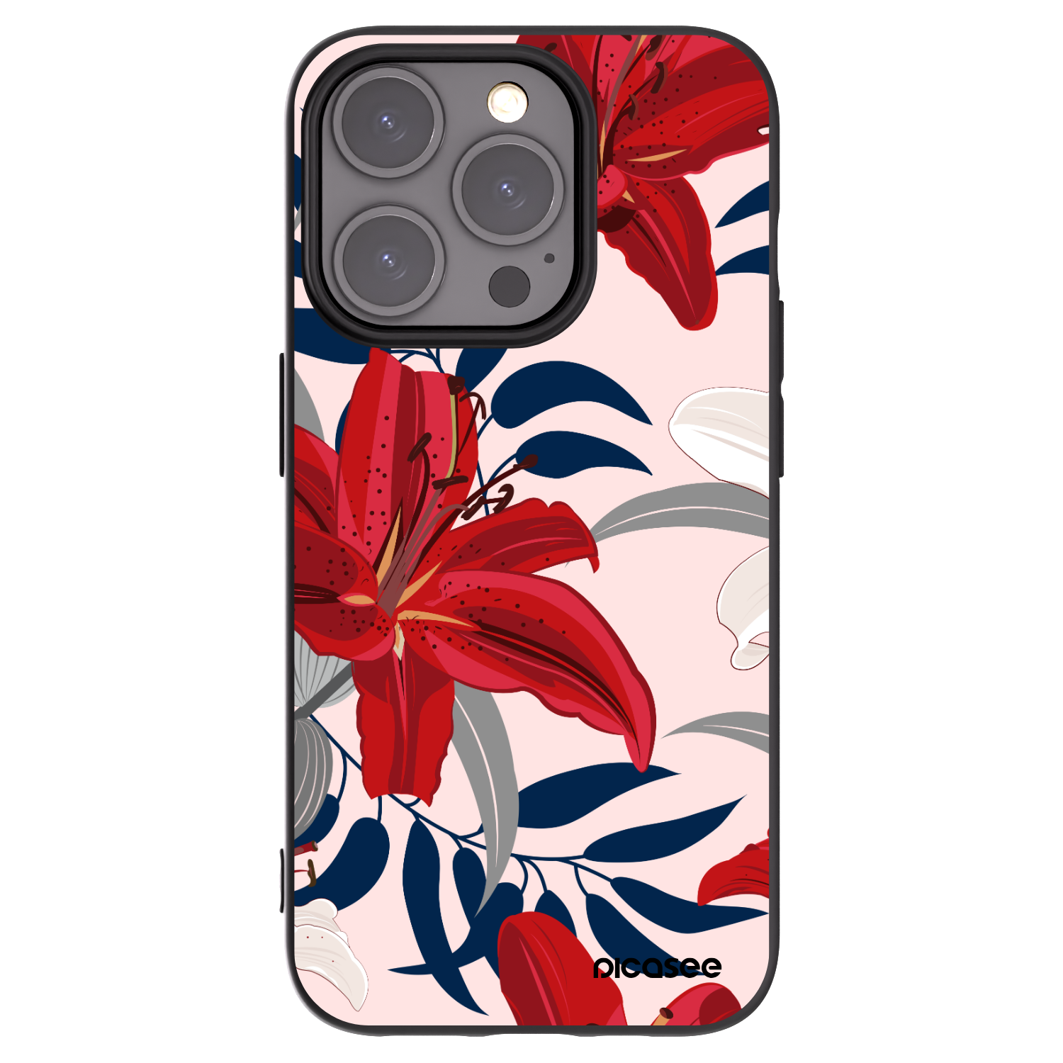 Picasee fekete szilikon tok az alábbi mobiltelefonokra Apple iPhone 15 Pro - Red Lily