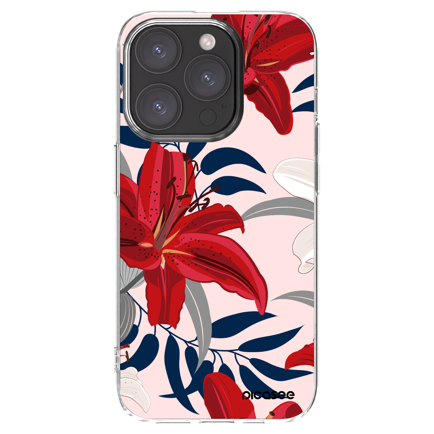 Picasee átlátszó szilikon tok az alábbi mobiltelefonokra Apple iPhone 15 Pro - Red Lily