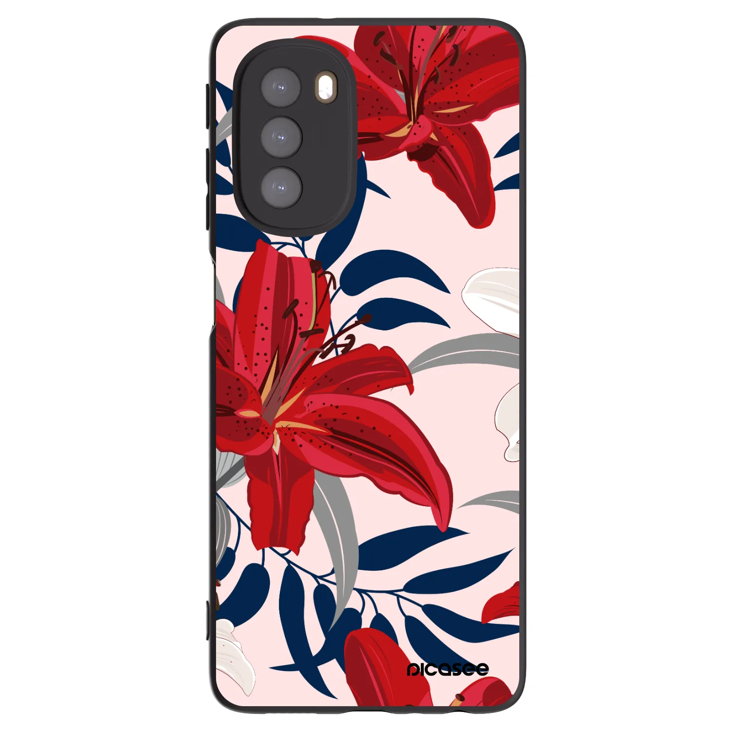 Picasee fekete szilikon tok az alábbi mobiltelefonokra Motorola Moto G51 - Red Lily
