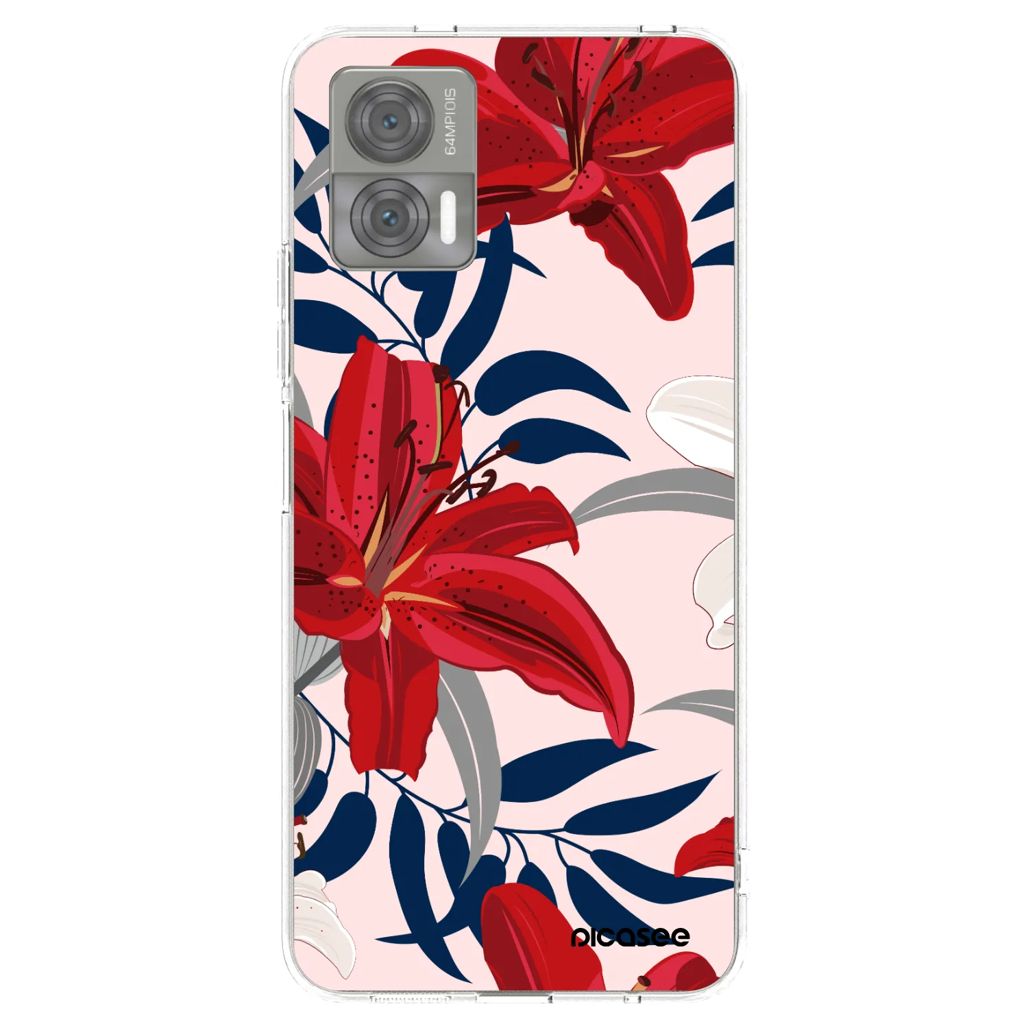 Picasee átlátszó szilikon tok az alábbi mobiltelefonokra Motorola Edge 30 Neo - Red Lily