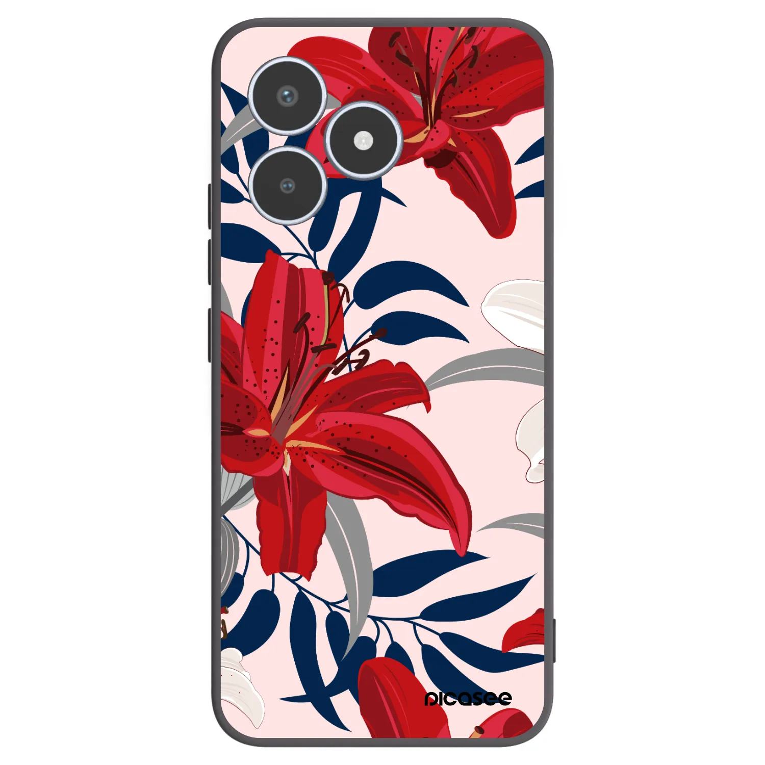 Picasee fekete szilikon tok az alábbi mobiltelefonokra Realme C53 - Red Lily