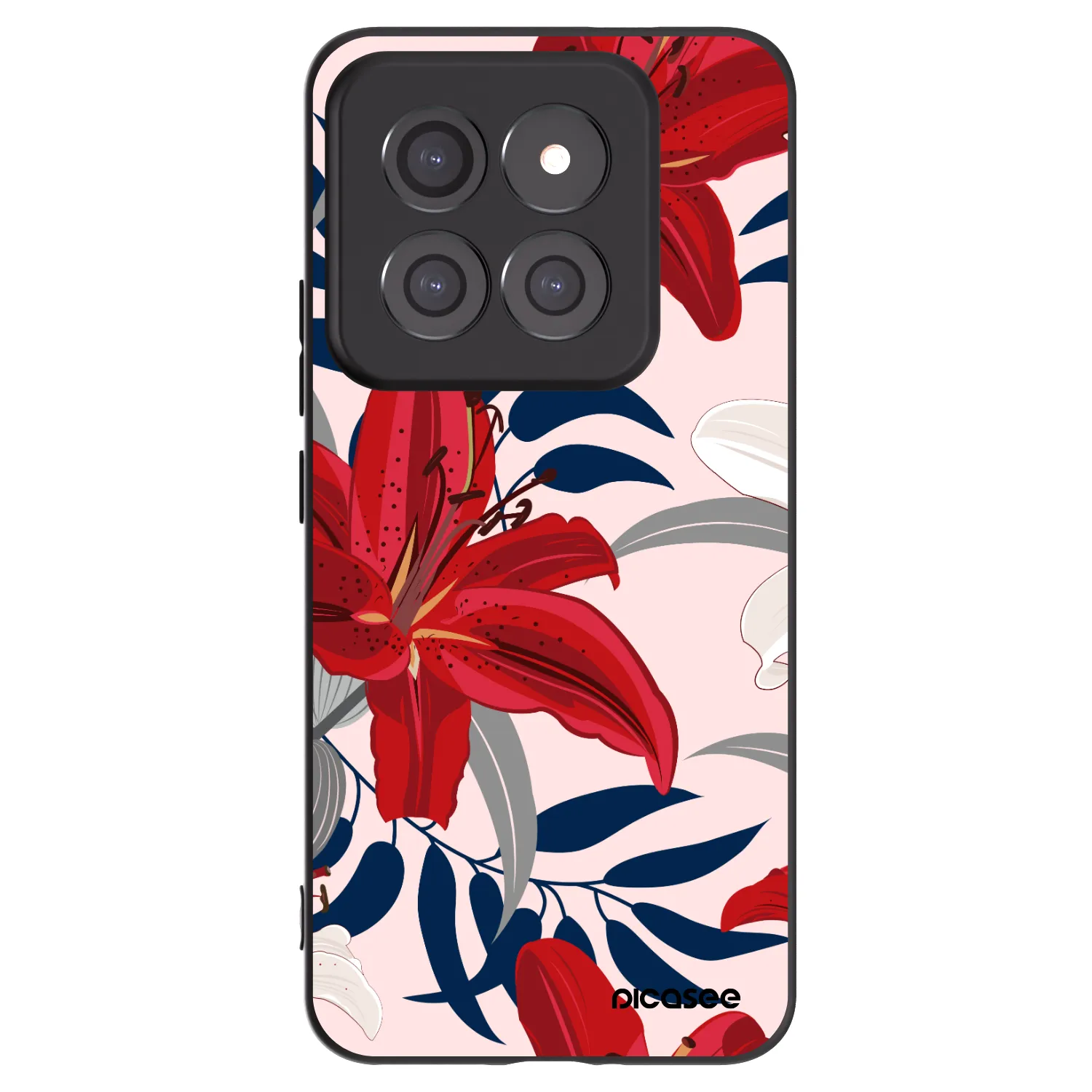 Picasee fekete szilikon tok az alábbi mobiltelefonokra Xiaomi 14 Pro - Red Lily