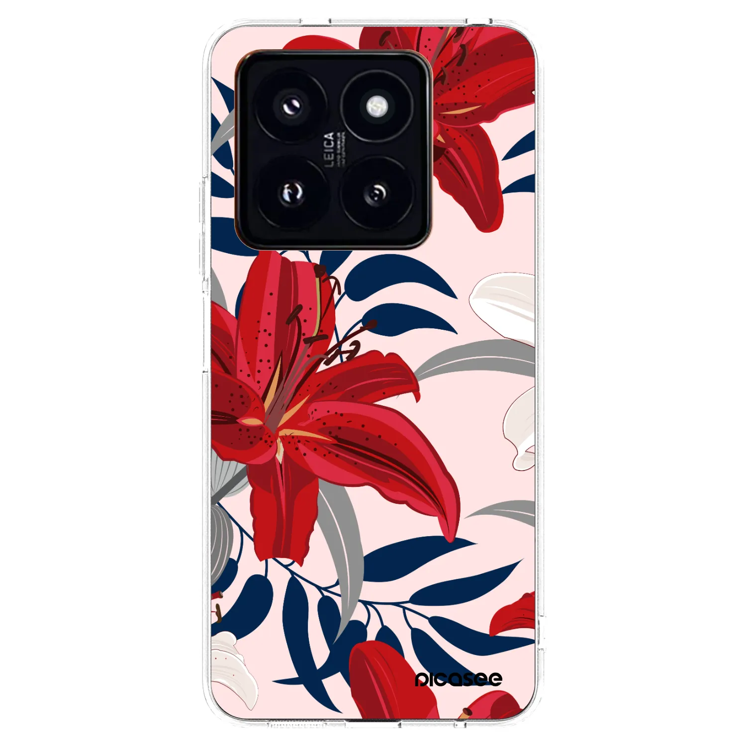 Picasee átlátszó szilikon tok az alábbi mobiltelefonokra Xiaomi 14 Pro - Red Lily