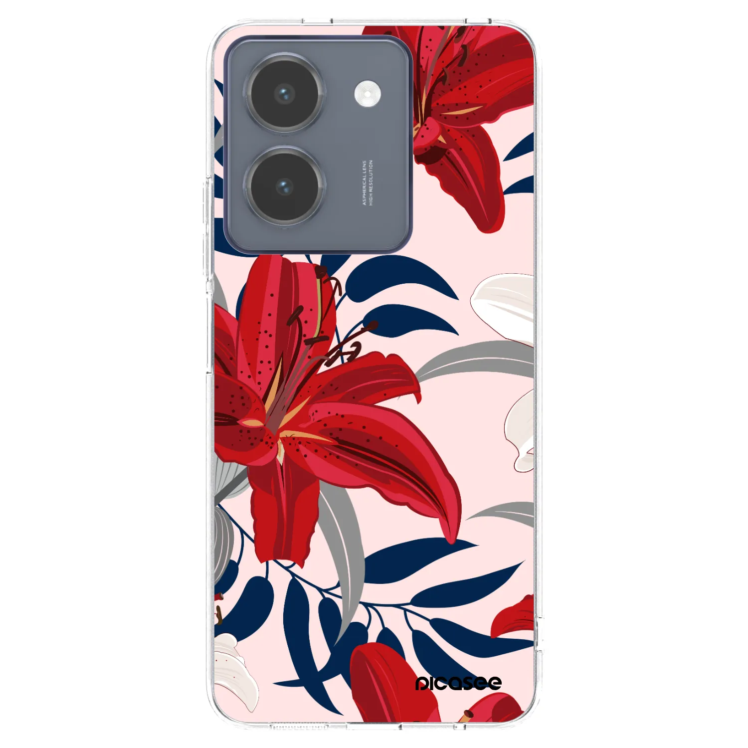 Picasee átlátszó szilikon tok az alábbi mobiltelefonokra Vivo Y36 4G - Red Lily