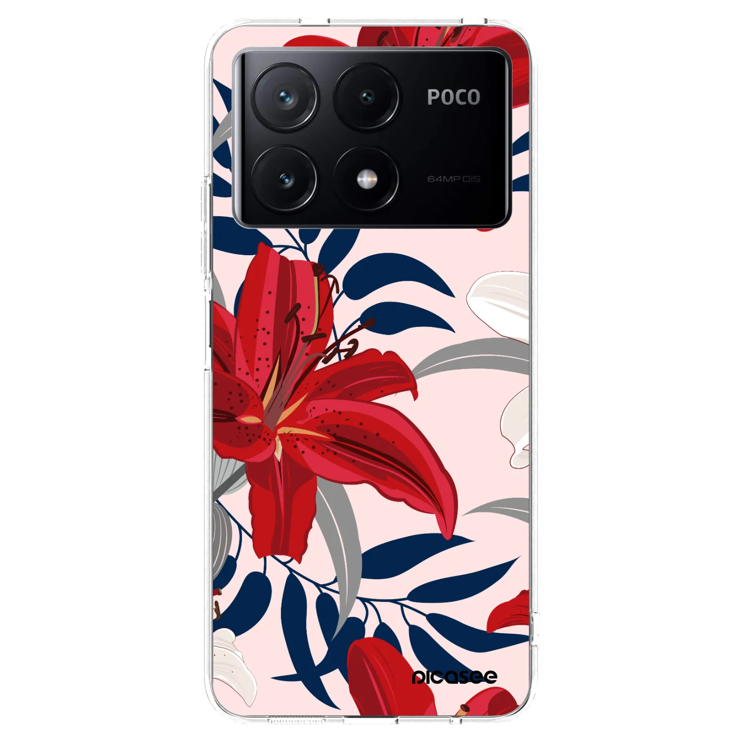 Picasee átlátszó szilikon tok az alábbi mobiltelefonokra Xiaomi Poco X6 Pro - Red Lily