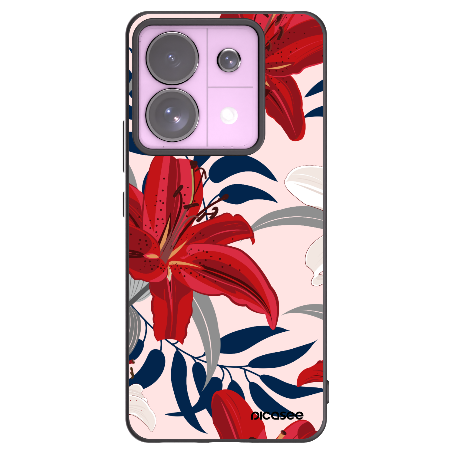 Picasee fekete szilikon tok az alábbi mobiltelefonokra Xiaomi Redmi Note 13 Pro 5G - Red Lily
