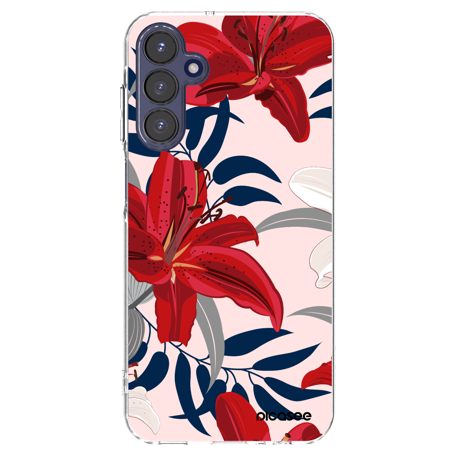 Picasee átlátszó szilikon tok az alábbi mobiltelefonokra Samsung Galaxy A15 A155F 4G - Red Lily