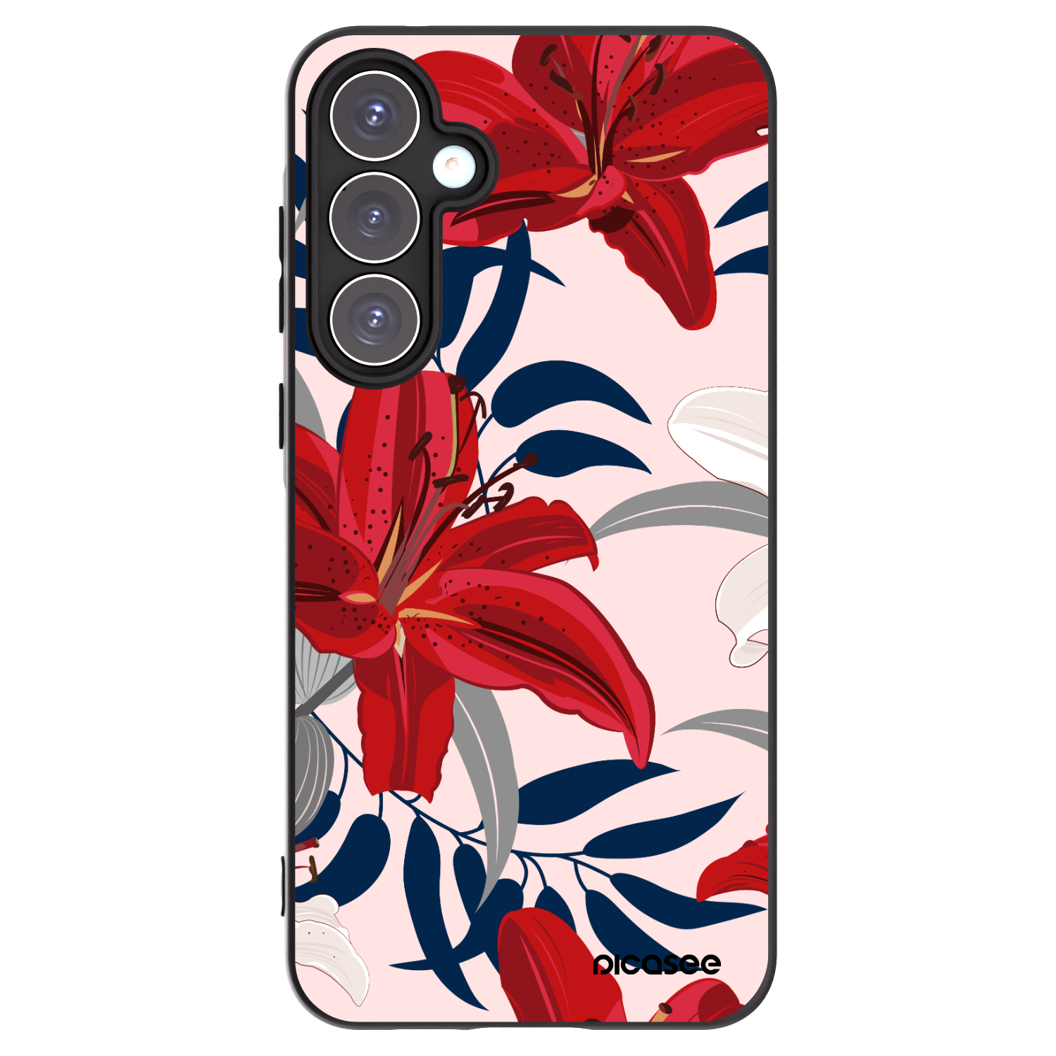 Picasee fekete szilikon tok az alábbi mobiltelefonokra Samsung Galaxy A55 5G A556B - Red Lily