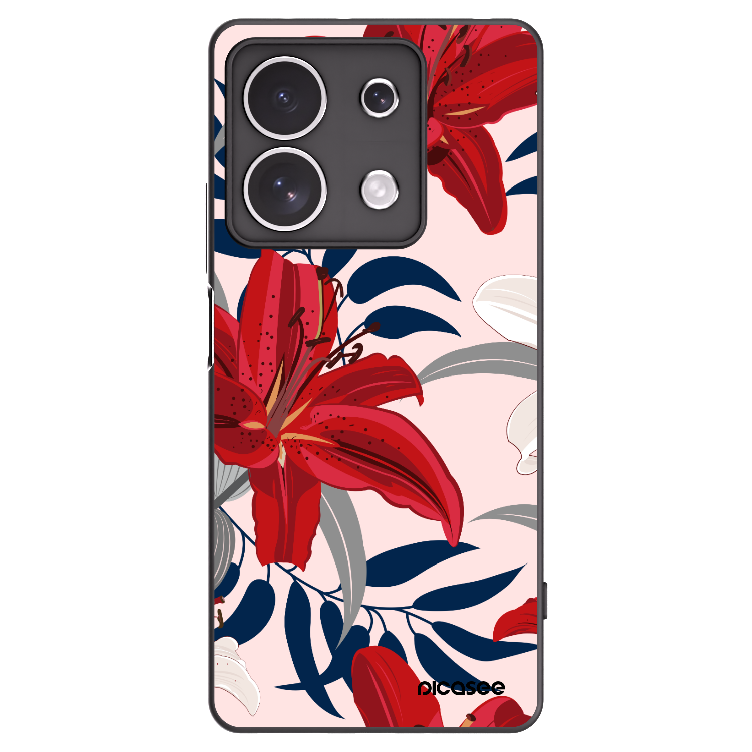 Picasee fekete szilikon tok az alábbi mobiltelefonokra Xiaomi Redmi Note 13 4G - Red Lily