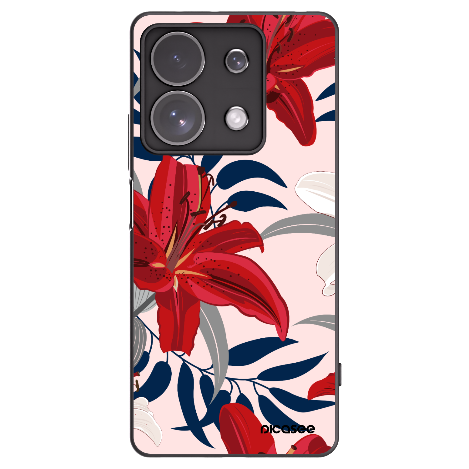 Picasee fekete szilikon tok az alábbi mobiltelefonokra Xiaomi Redmi Note 13 Pro 4G - Red Lily
