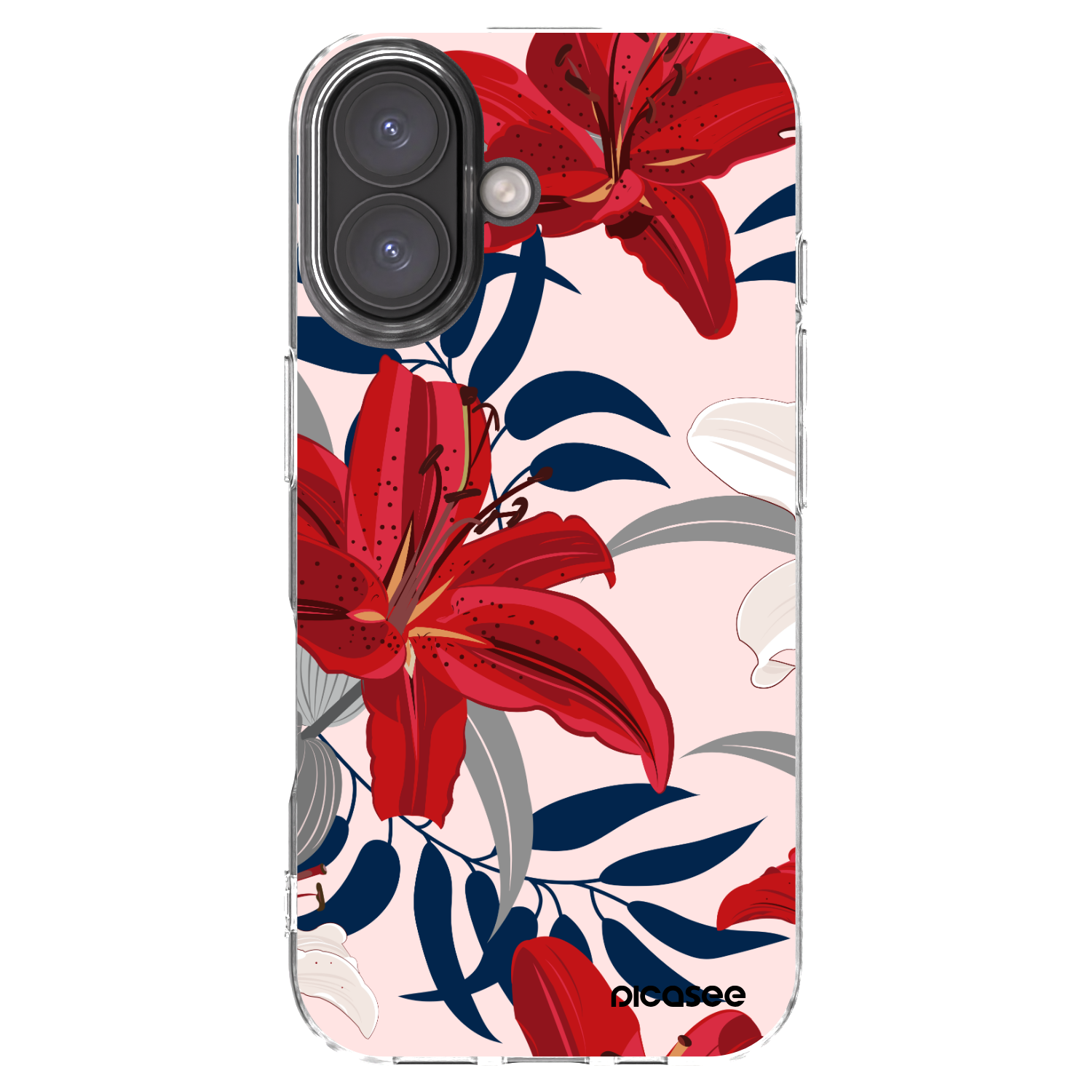 Picasee átlátszó szilikon tok az alábbi mobiltelefonokra Apple iPhone 16 - Red Lily