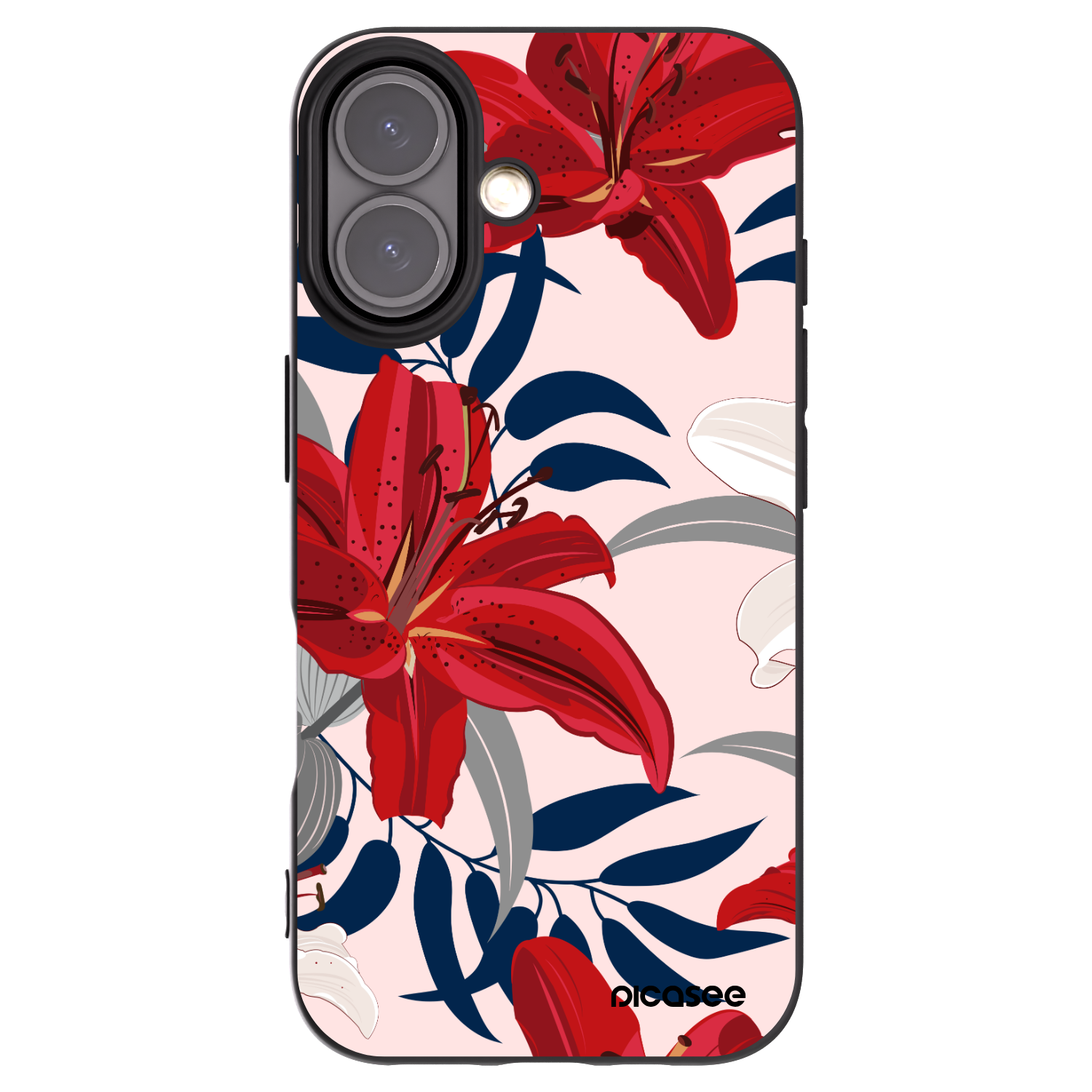Picasee fekete szilikon tok az alábbi mobiltelefonokra Apple iPhone 16 - Red Lily