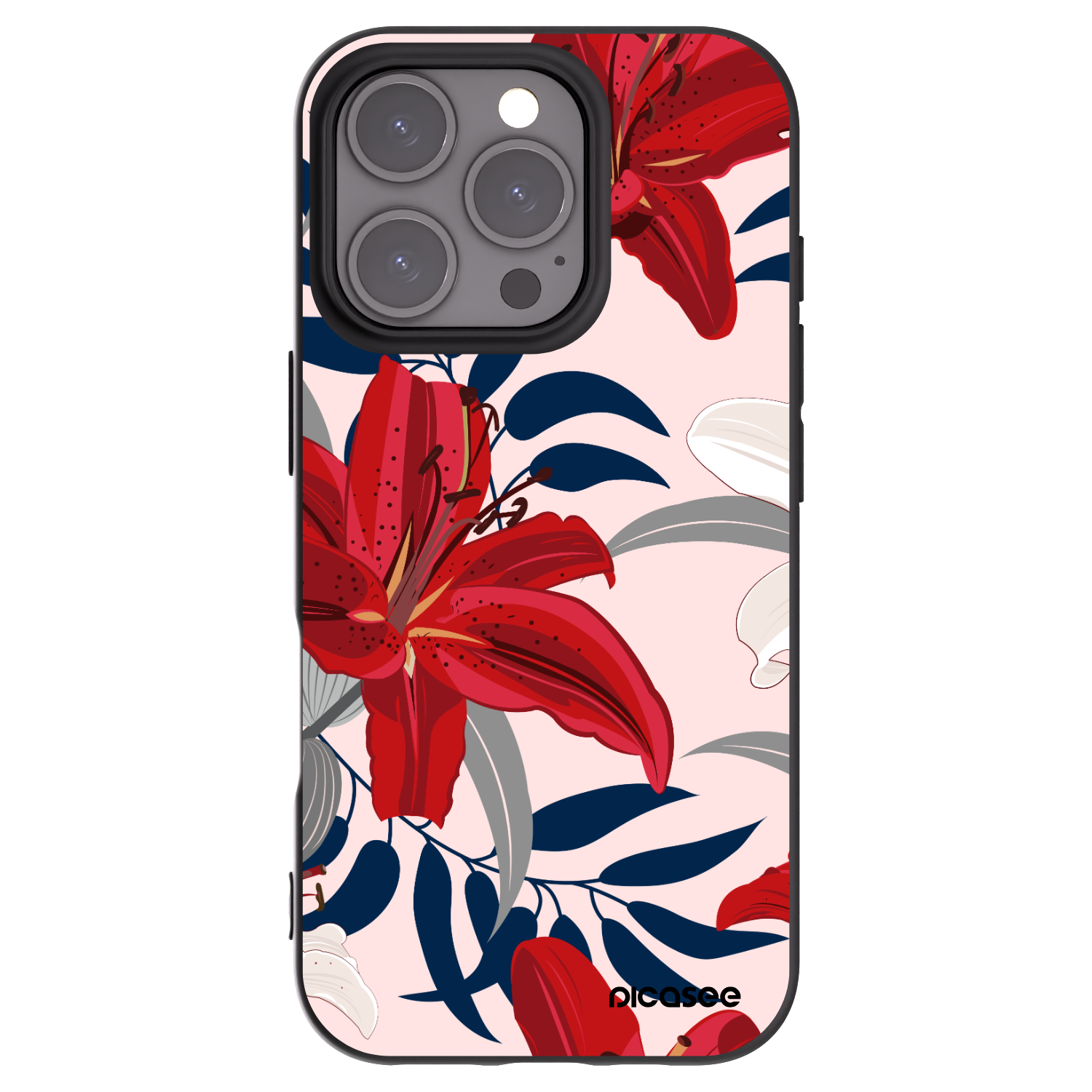 Picasee fekete szilikon tok az alábbi mobiltelefonokra Apple iPhone 16 Pro - Red Lily