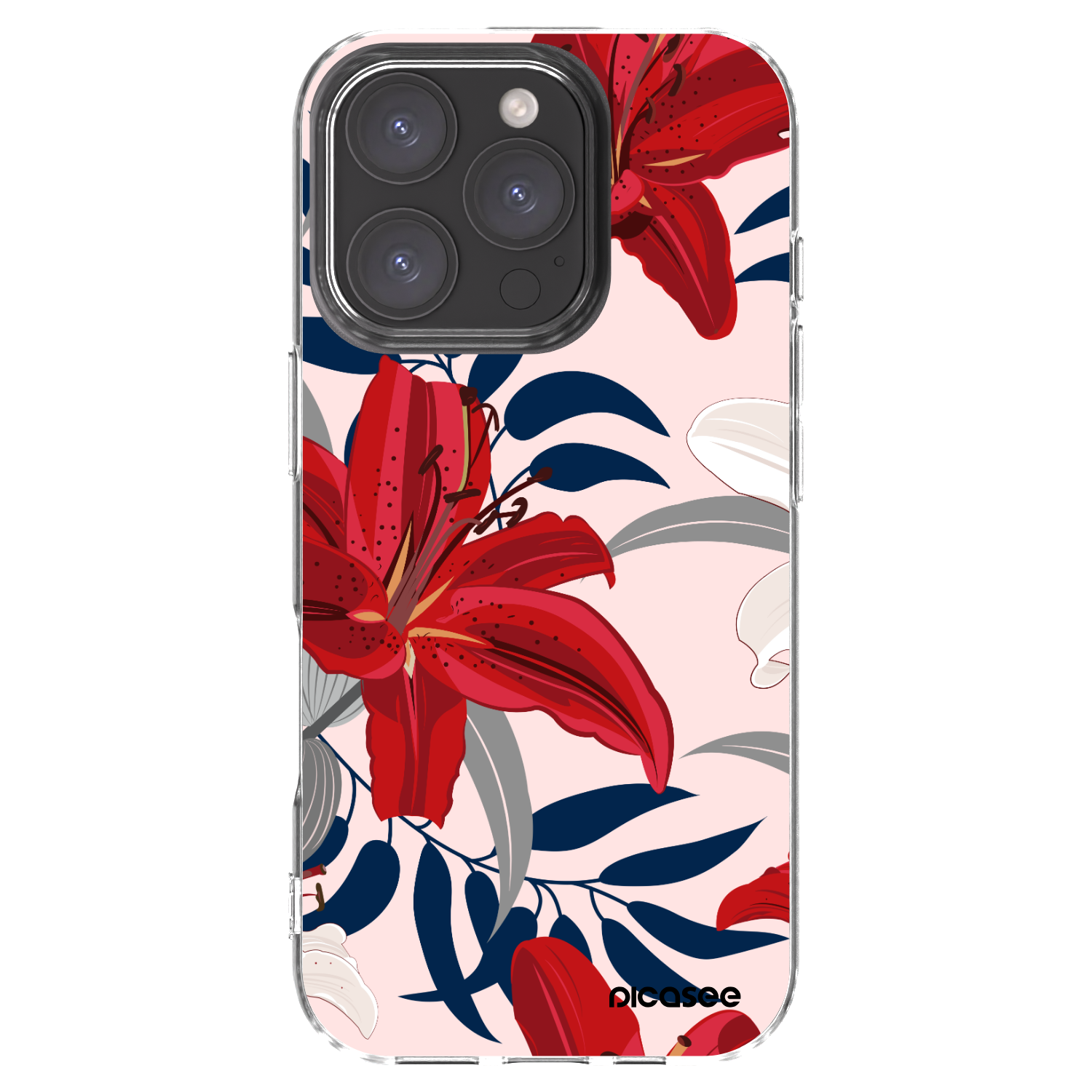 Picasee átlátszó szilikon tok az alábbi mobiltelefonokra Apple iPhone 16 Pro - Red Lily