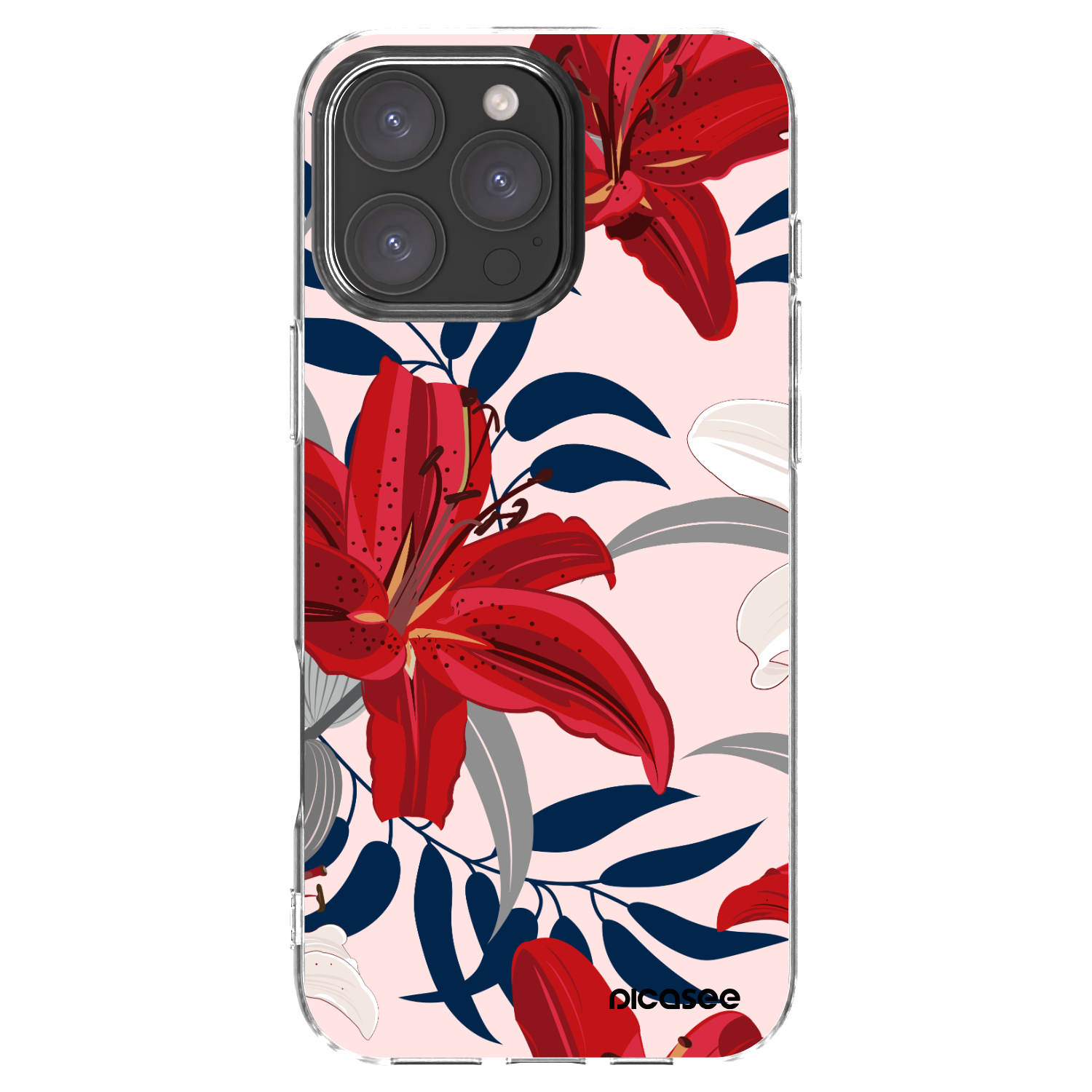 Picasee átlátszó szilikon tok az alábbi mobiltelefonokra Apple iPhone 16 Pro Max - Red Lily