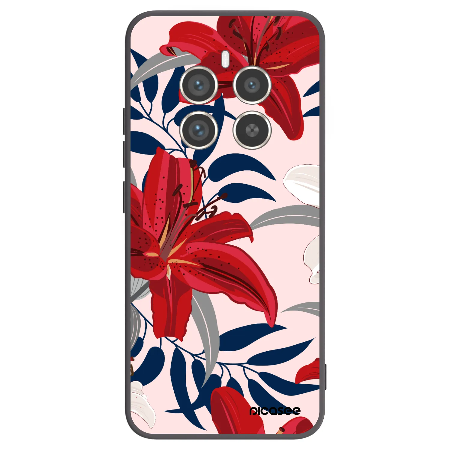 Picasee fekete szilikon tok az alábbi mobiltelefonokra Realme 12 Pro 5G - Red Lily