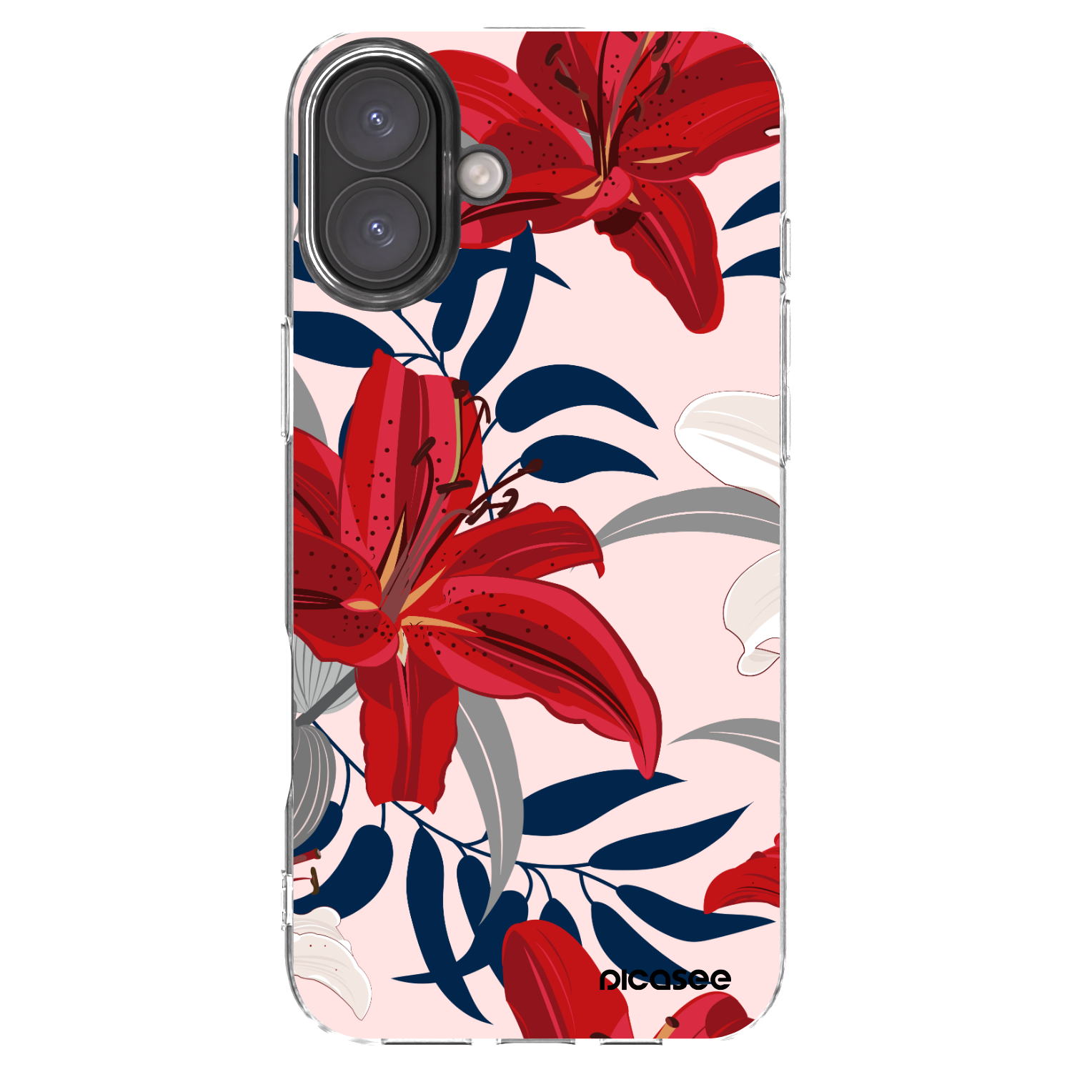 Picasee átlátszó szilikon tok az alábbi mobiltelefonokra Apple iPhone 16 Plus - Red Lily