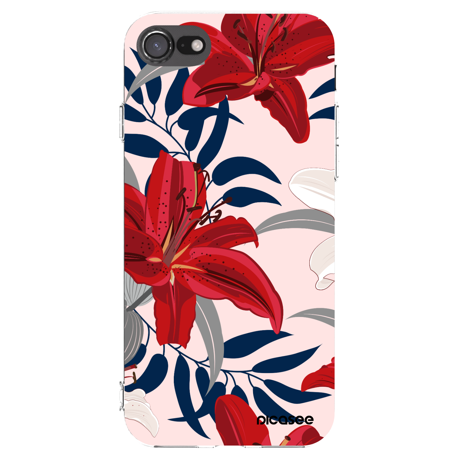 Picasee átlátszó szilikon tok az alábbi mobiltelefonokra Apple iPhone 7 - Red Lily