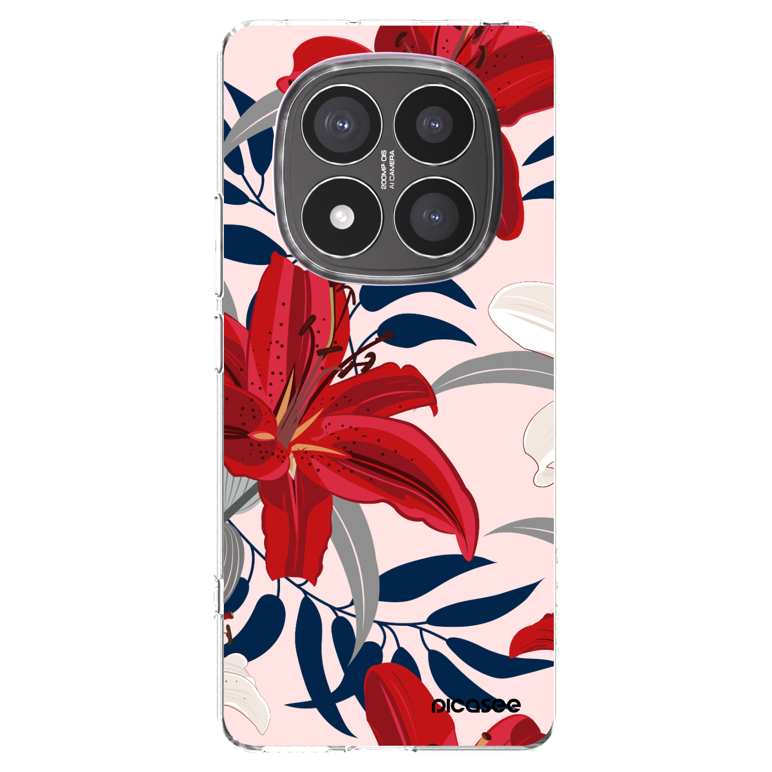 Picasee átlátszó szilikon tok az alábbi mobiltelefonokra Xiaomi Redmi Note 14 Pro+ 5G - Red Lily