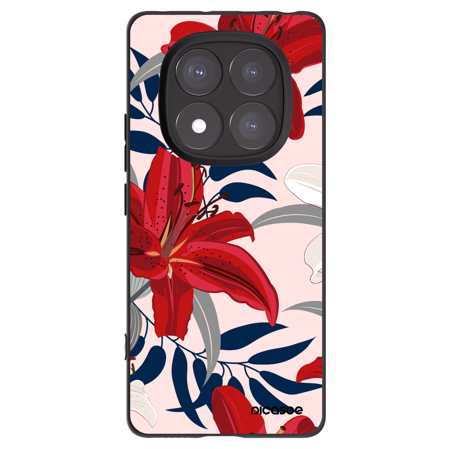 Picasee fekete szilikon tok az alábbi mobiltelefonokra Xiaomi Redmi Note 14 Pro 5G - Red Lily