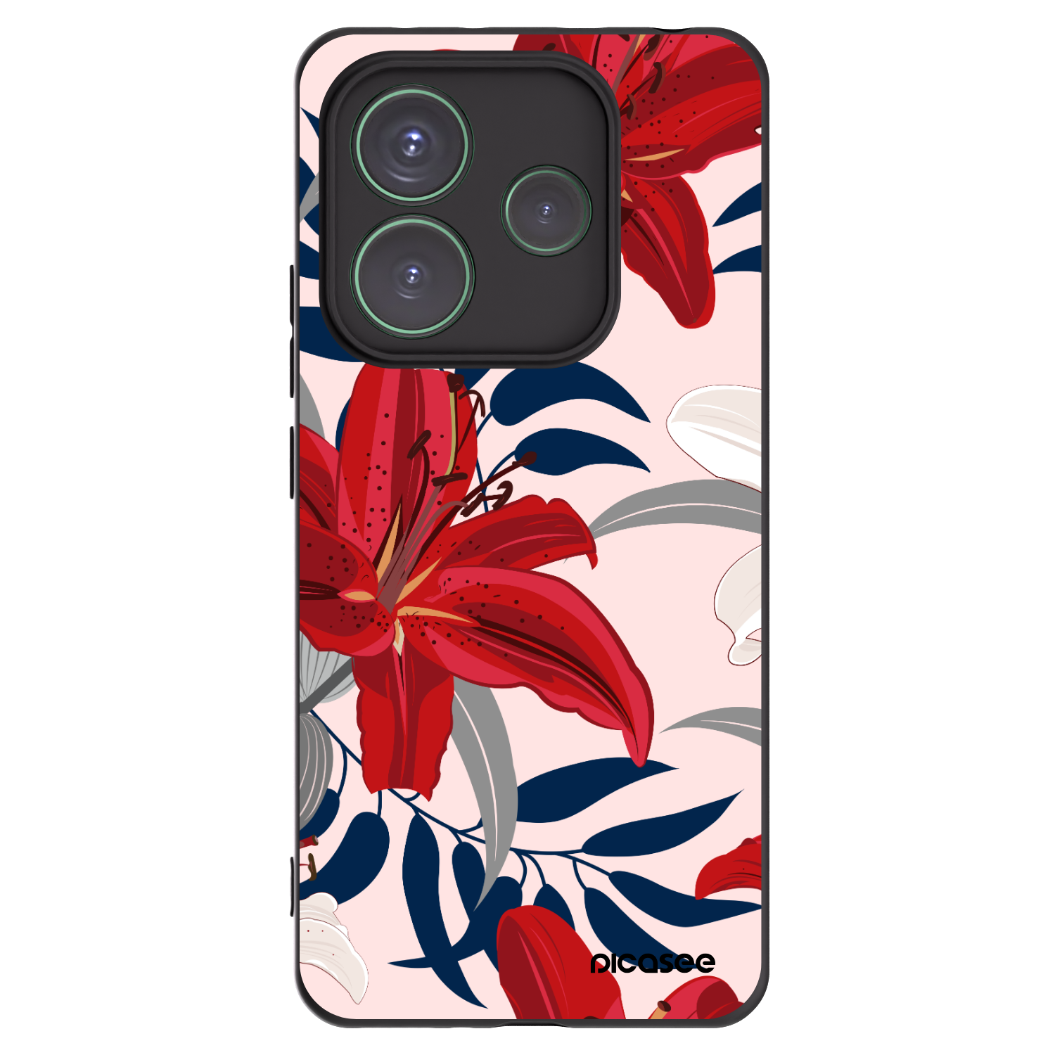 Picasee fekete szilikon tok az alábbi mobiltelefonokra Xiaomi Redmi Note 14 5G - Red Lily