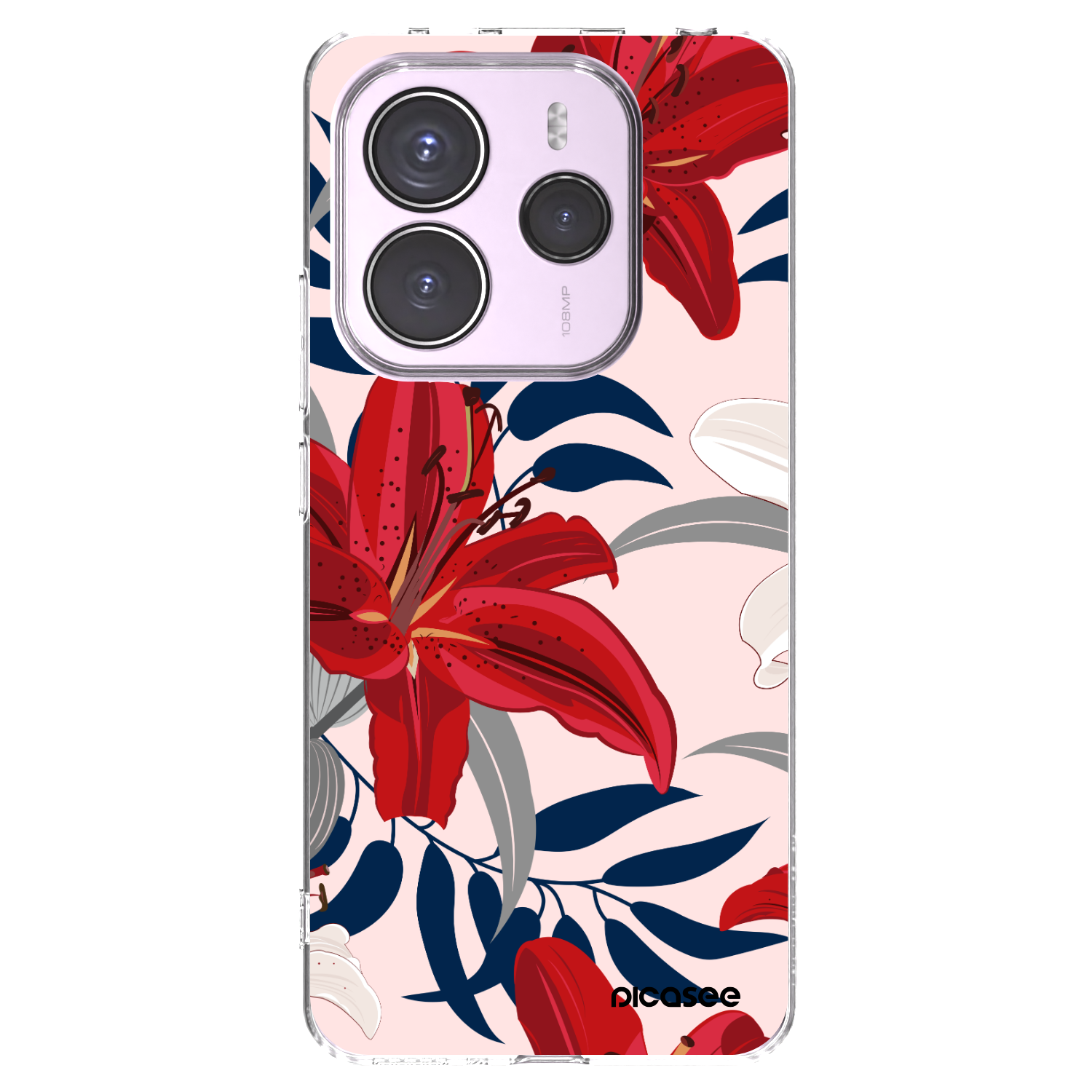 Picasee átlátszó szilikon tok az alábbi mobiltelefonokra Xiaomi Redmi Note 14 5G - Red Lily