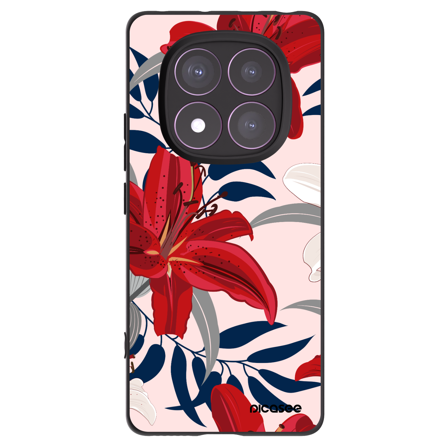 Picasee fekete szilikon tok az alábbi mobiltelefonokra Xiaomi Redmi Note 14 Pro 4G - Red Lily