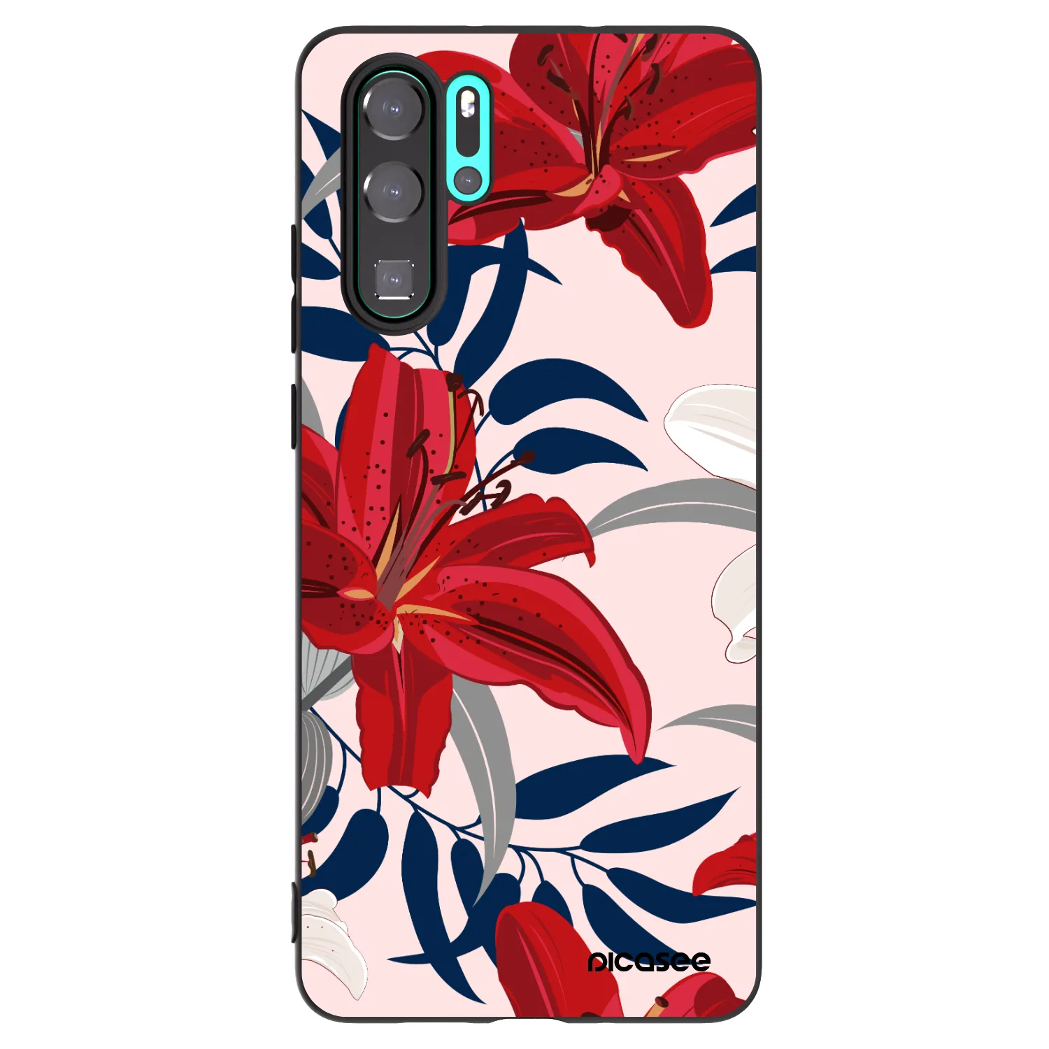 Picasee fekete szilikon tok az alábbi mobiltelefonokra Huawei P30 Pro - Red Lily