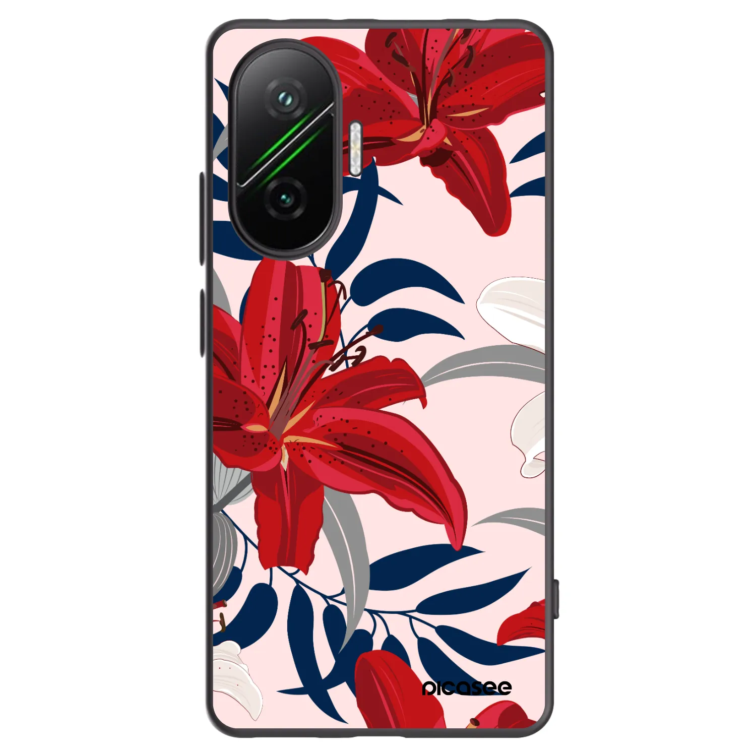 Picasee fekete szilikon tok az alábbi mobiltelefonokra Xiaomi Poco F7 Pro 5G - Red Lily